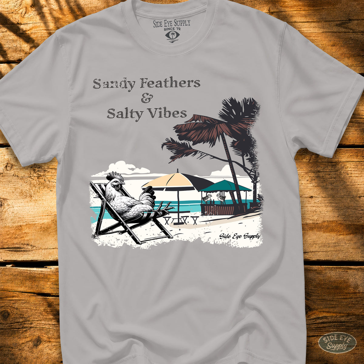 Sandy Feathers Salty Vibes Tee Ice Grey / S - by Side Eye Supply - Surf Beach Life Apparel