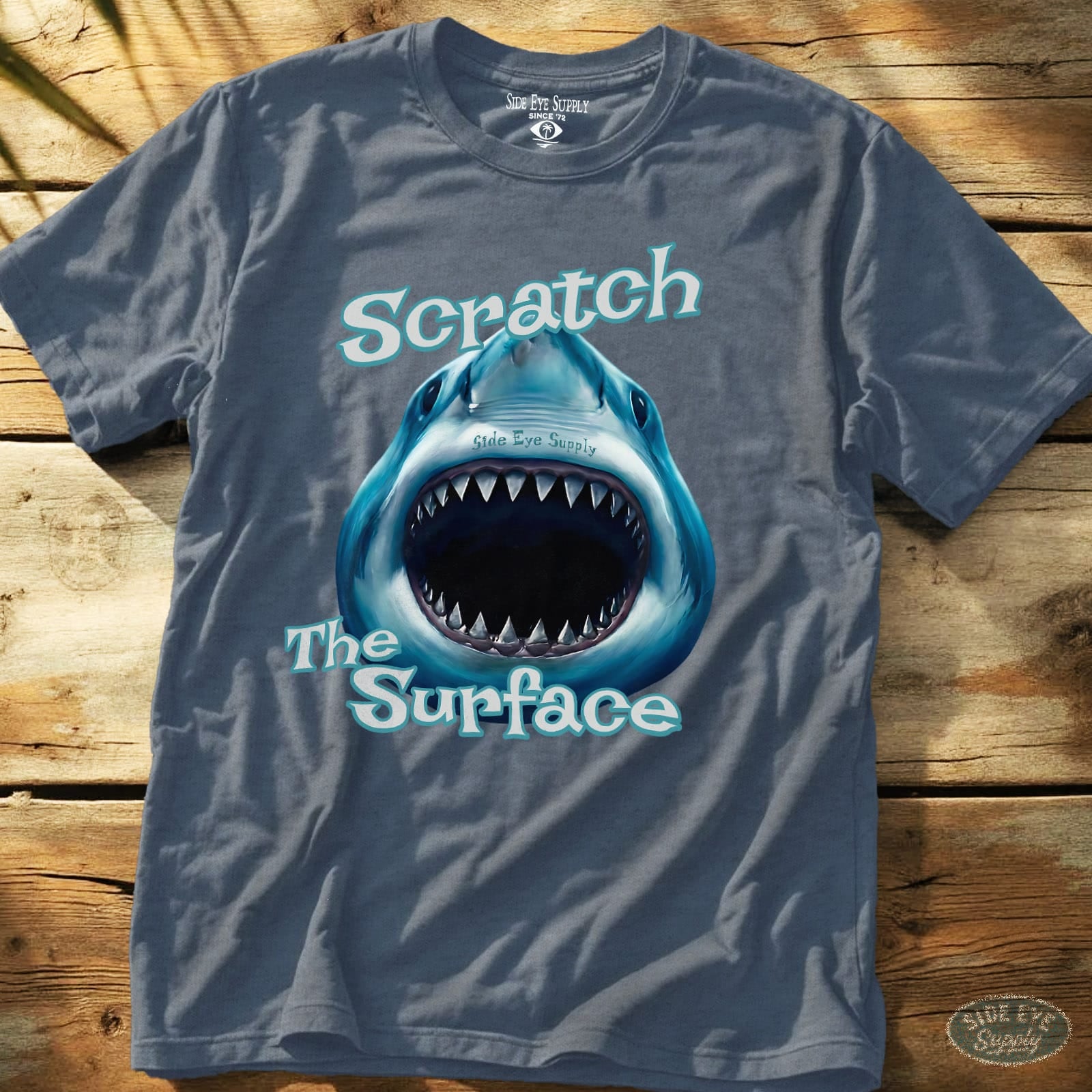 Scratch the Surface Tee Heather Indigo / S - by Side Eye Supply - Surf Beach Life Apparel