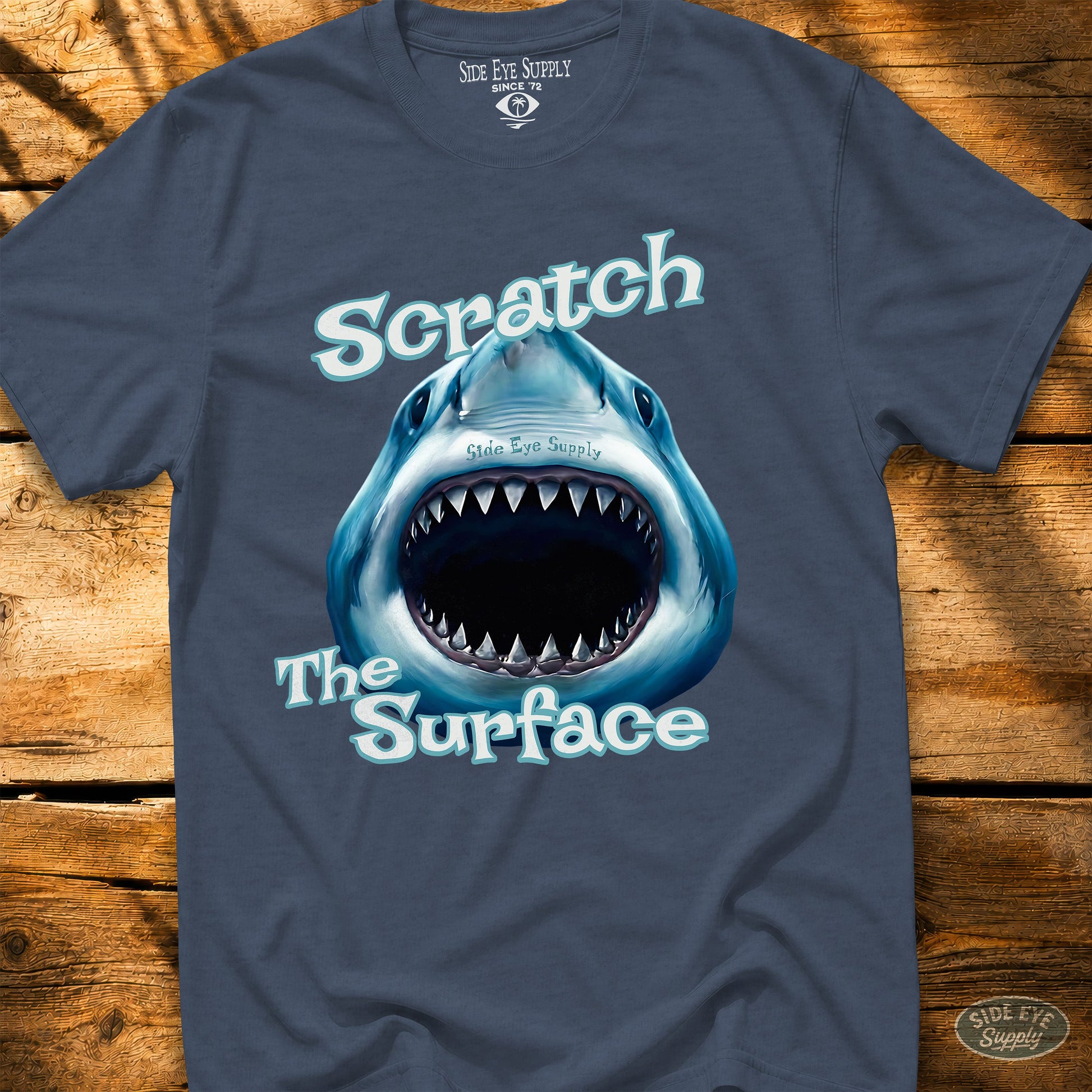 Scratch the Surface Tee Heather Indigo / S - by Side Eye Supply - Surf Beach Life Apparel