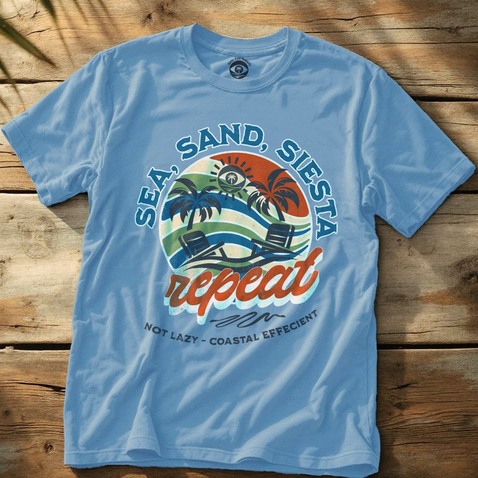 Sea, Sand, Siesta Tee Light Blue / S - by Side Eye Supply - Surf Beach Life Apparel