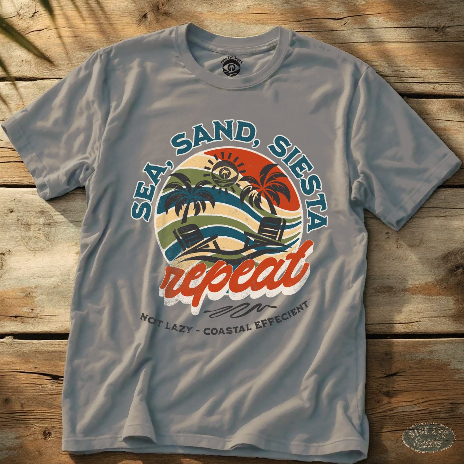 Sea, Sand, Siesta Tee Ice Grey / S - by Side Eye Supply - Surf Beach Life Apparel