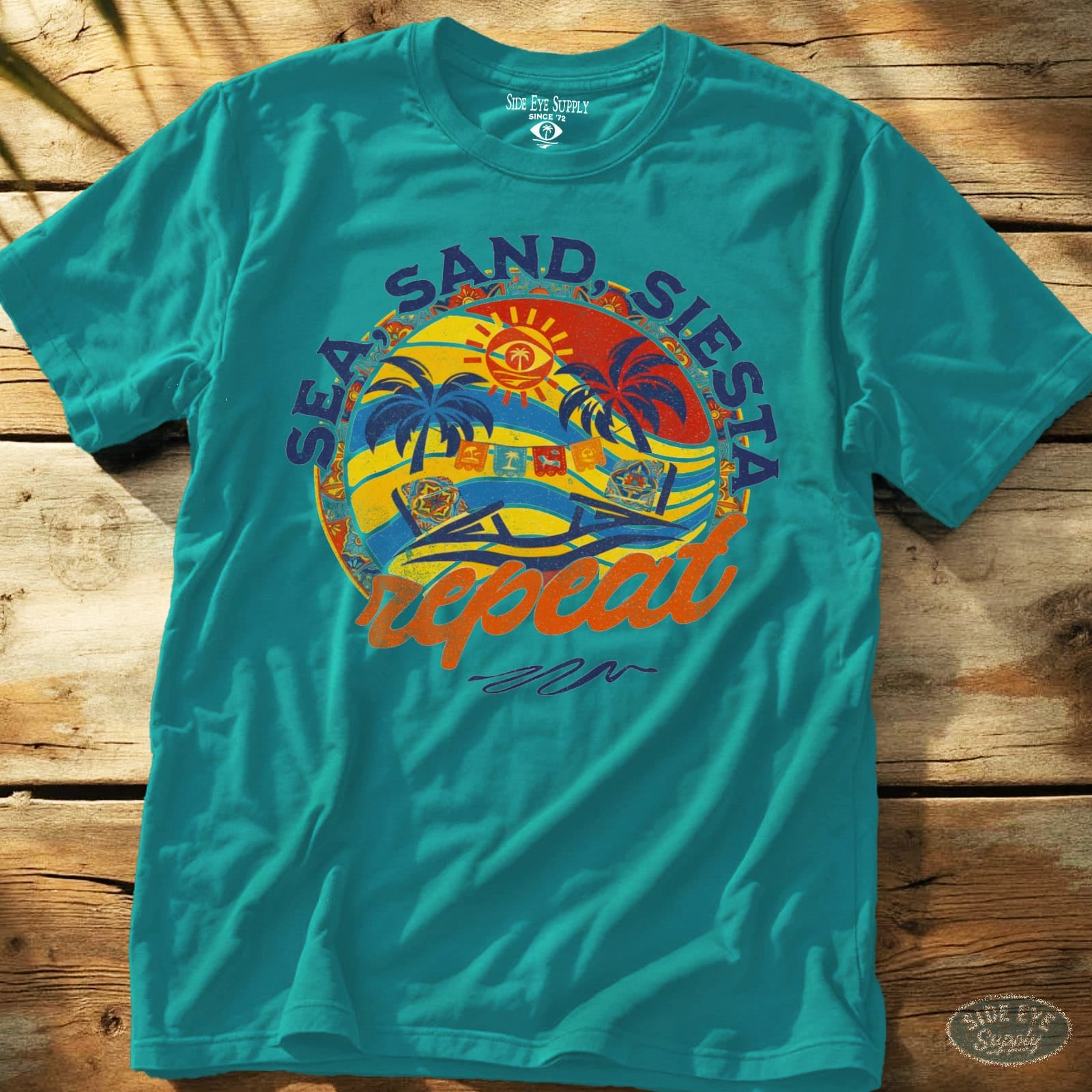 Sea, Sand, Siesta Tee Tropical Blue / S - by Side Eye Supply - Surf Beach Life Apparel