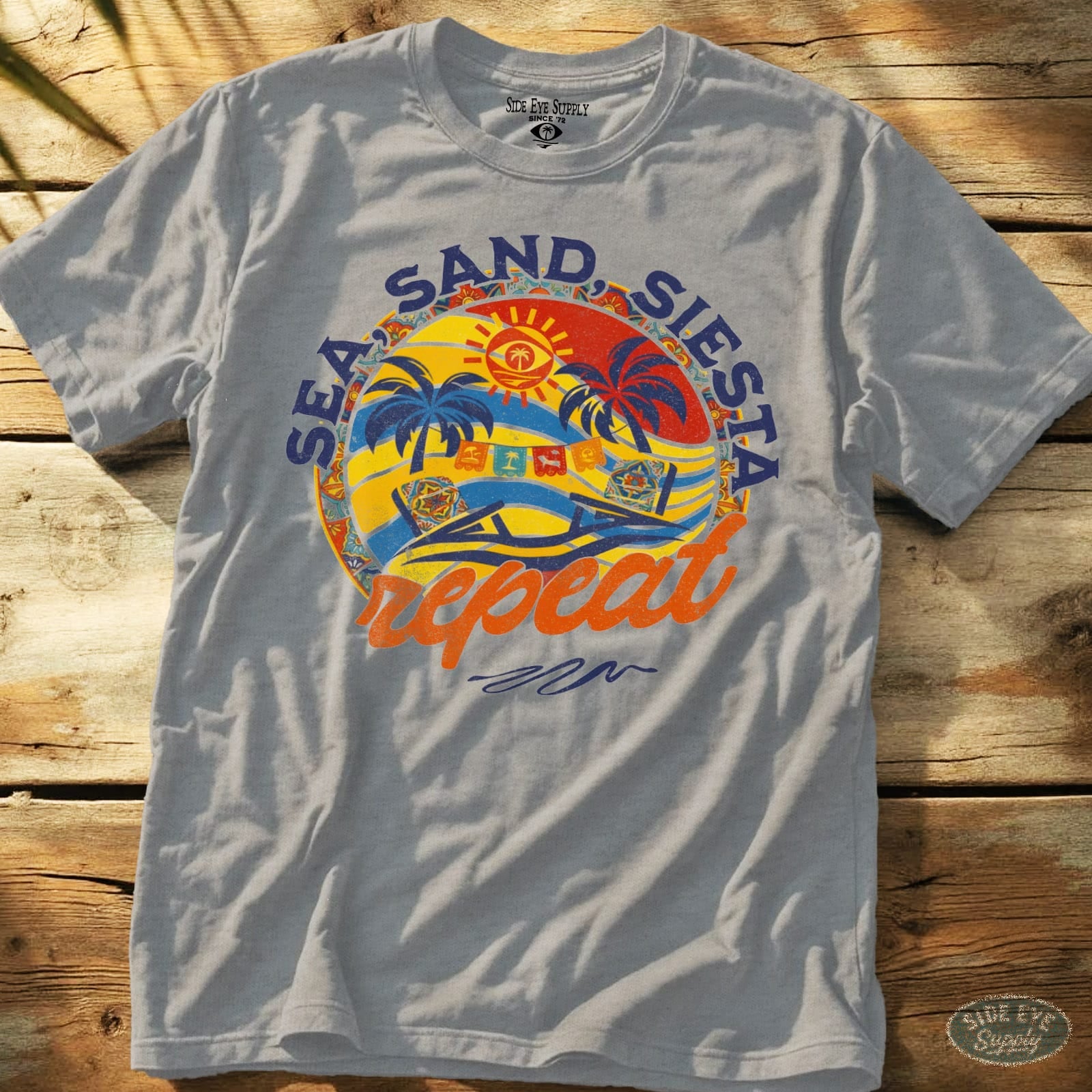 Sea, Sand, Siesta Tee Sport Grey / S - by Side Eye Supply - Surf Beach Life Apparel