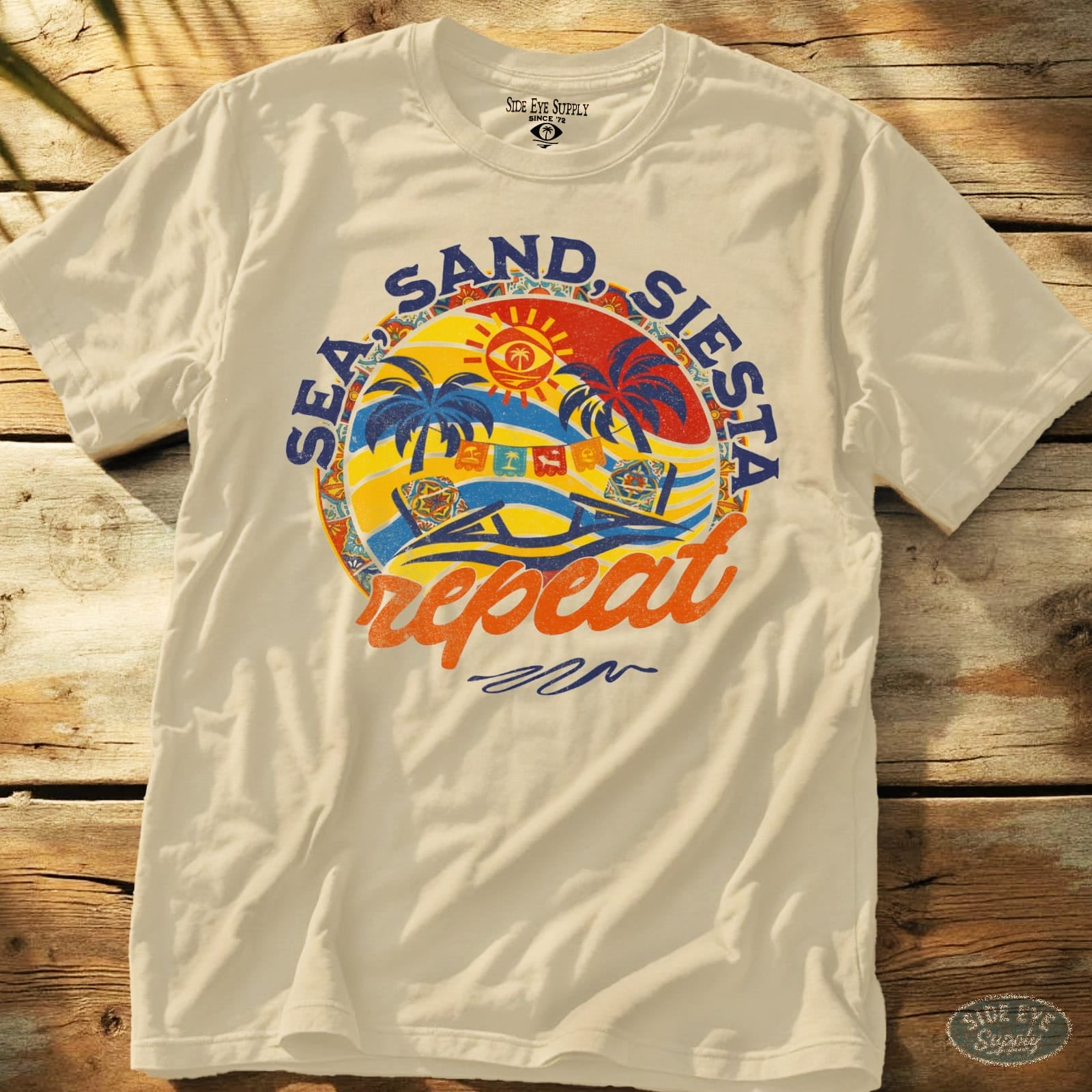 Sea, Sand, Siesta Tee Natural / S - by Side Eye Supply - Surf Beach Life Apparel