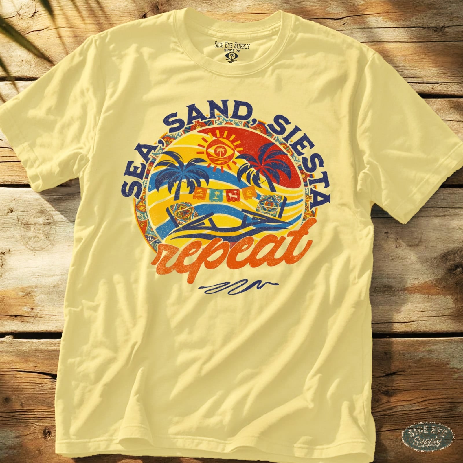 Sea, Sand, Siesta Tee Cornsilk / S - by Side Eye Supply - Surf Beach Life Apparel