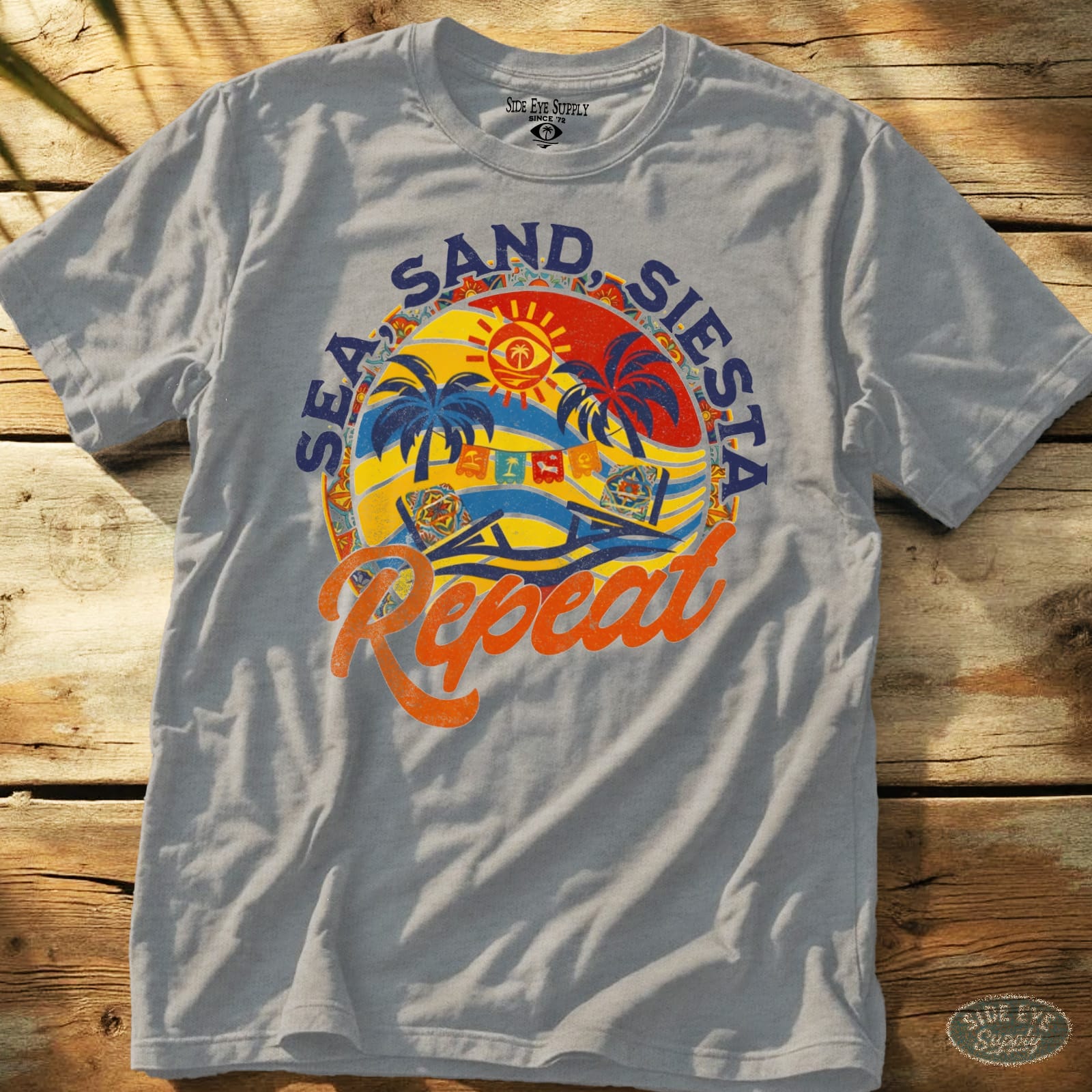 Sea, Sand, Siesta Tee Sport Grey / S - by Side Eye Supply - Surf Beach Life Apparel