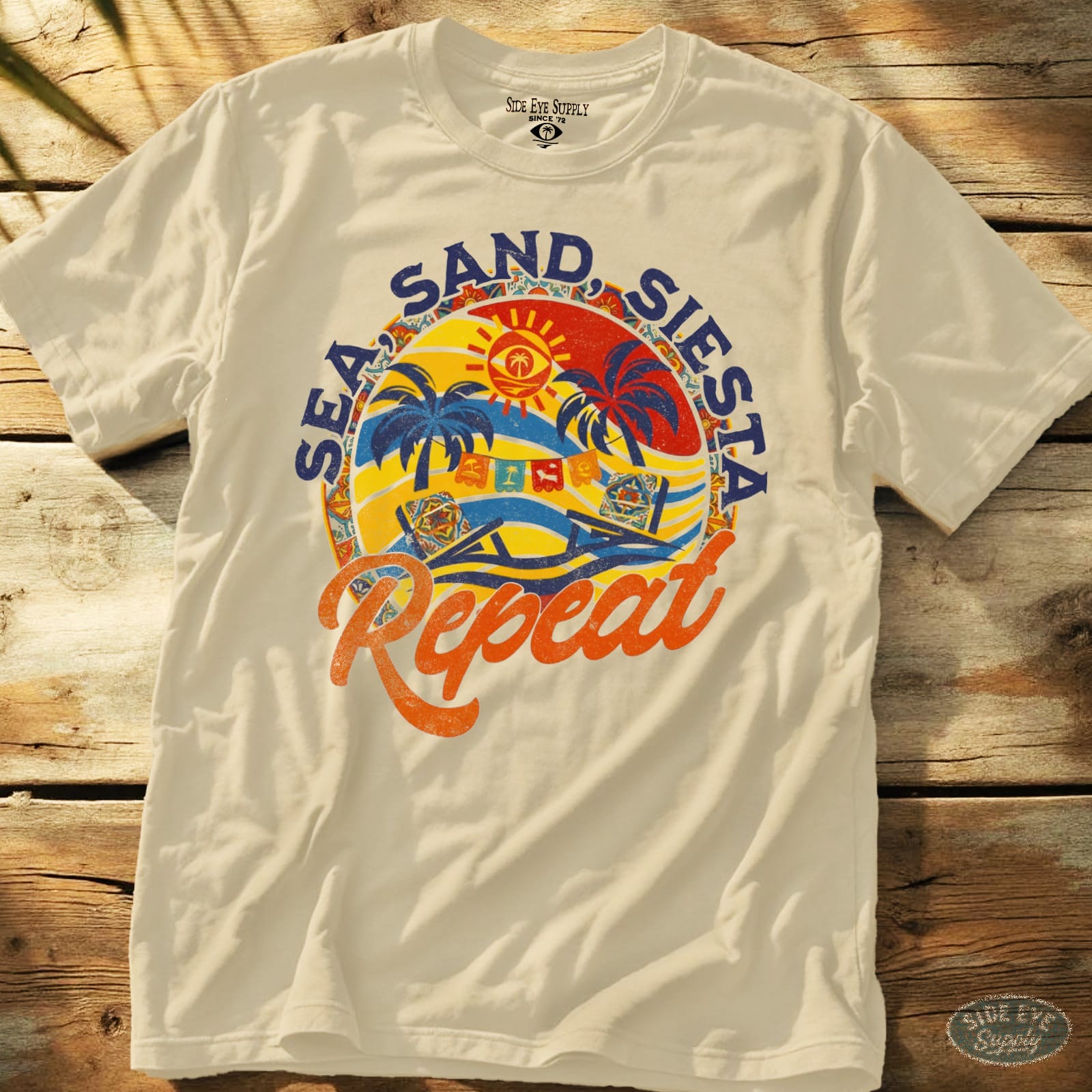 Sea, Sand, Siesta Tee Natural / S - by Side Eye Supply - Surf Beach Life Apparel