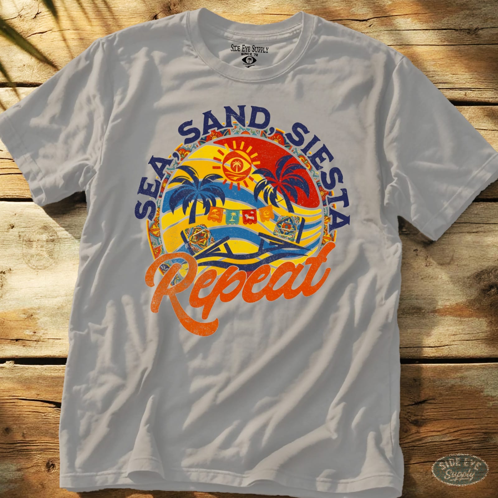 Sea, Sand, Siesta Tee Ice Grey / S - by Side Eye Supply - Surf Beach Life Apparel