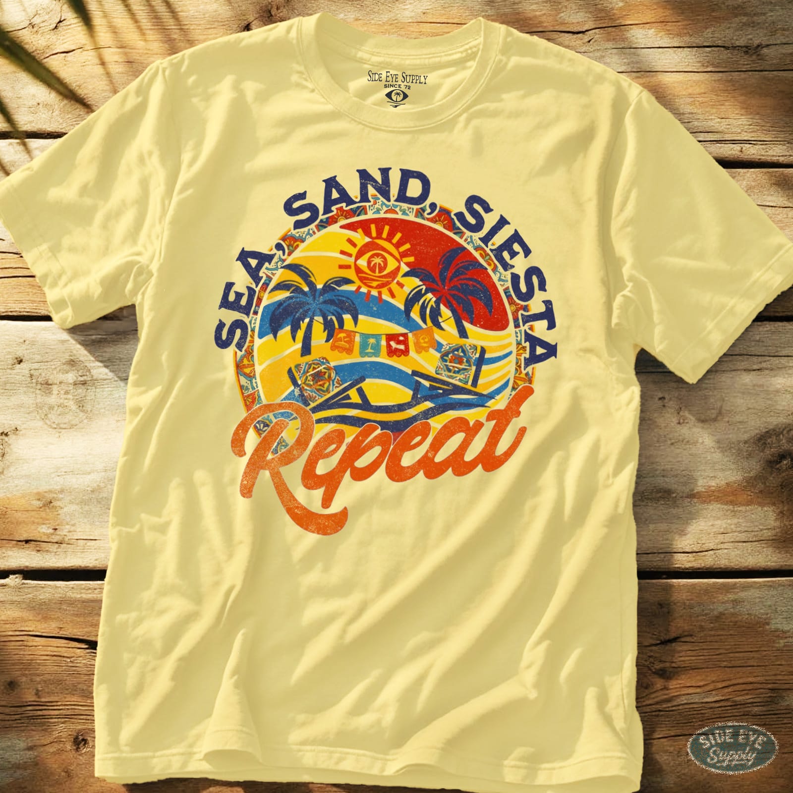 Sea, Sand, Siesta Tee Cornsilk / S - by Side Eye Supply - Surf Beach Life Apparel