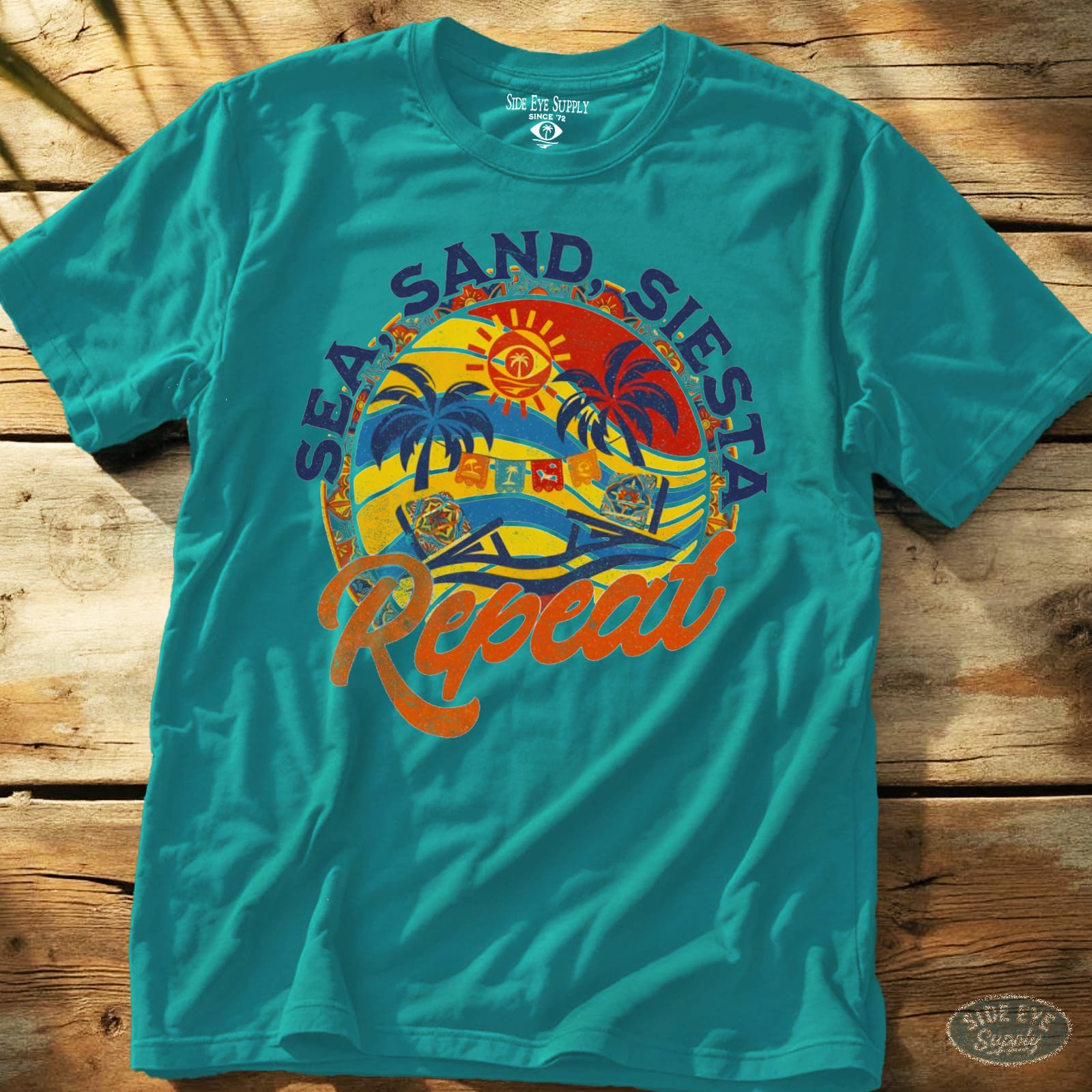 Sea, Sand, Siesta Tee Tropical Blue / S - by Side Eye Supply - Surf Beach Life Apparel