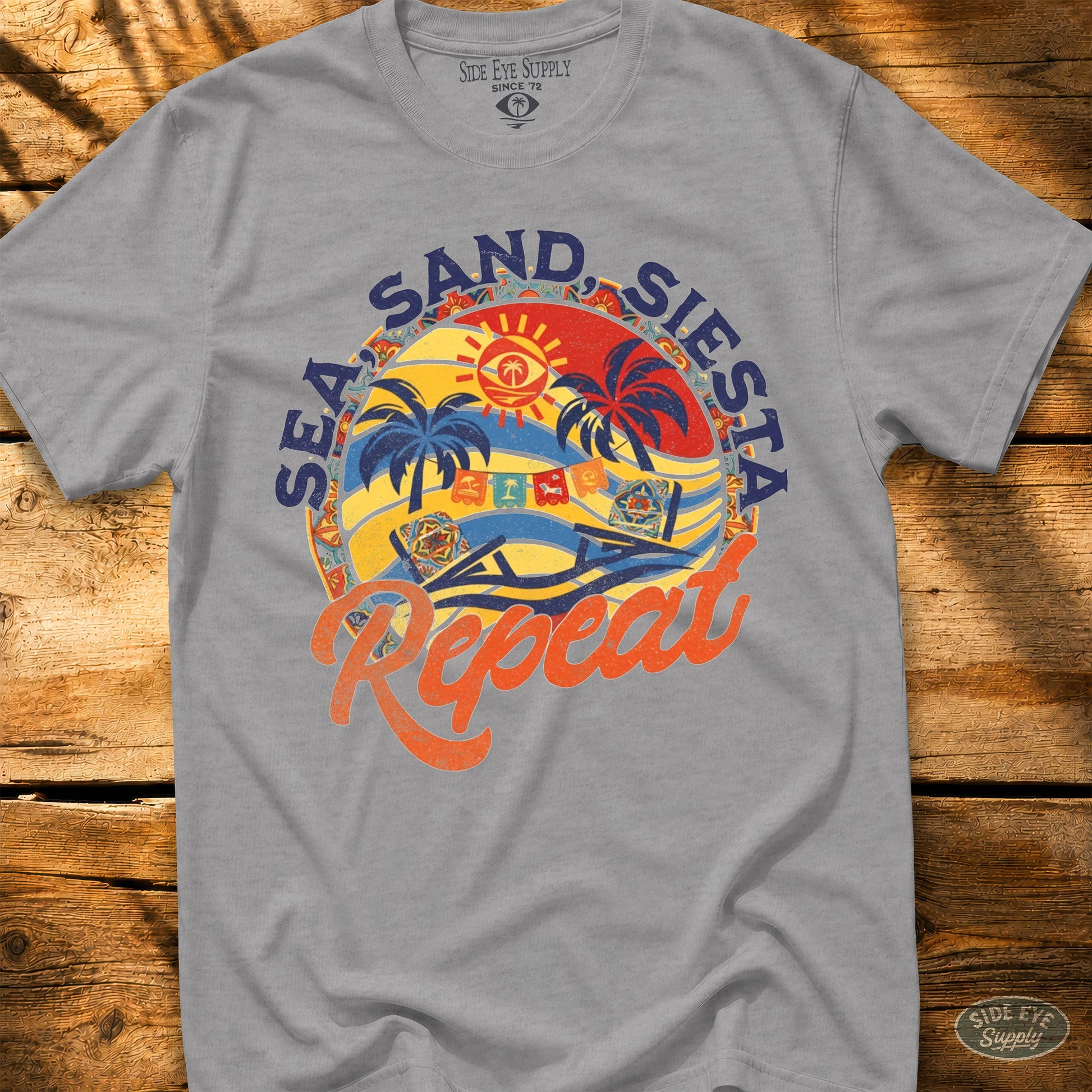 Sea, Sand, Siesta Tee Sport Grey / S - by Side Eye Supply - Surf Beach Life Apparel