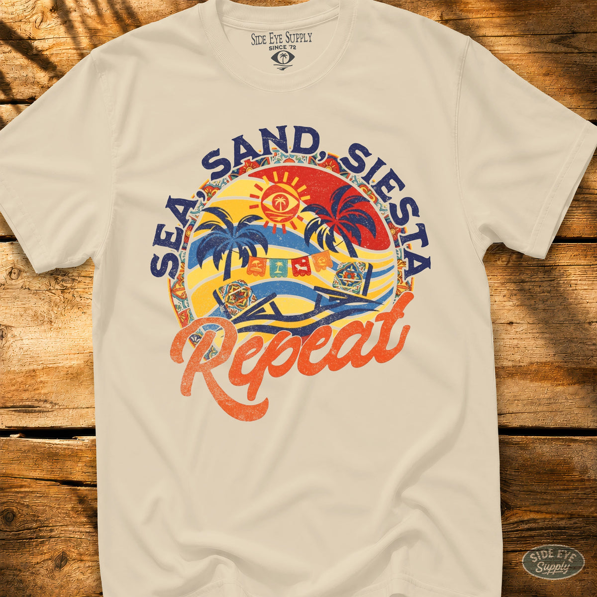 Sea, Sand, Siesta Tee Natural / S - by Side Eye Supply - Surf Beach Life Apparel