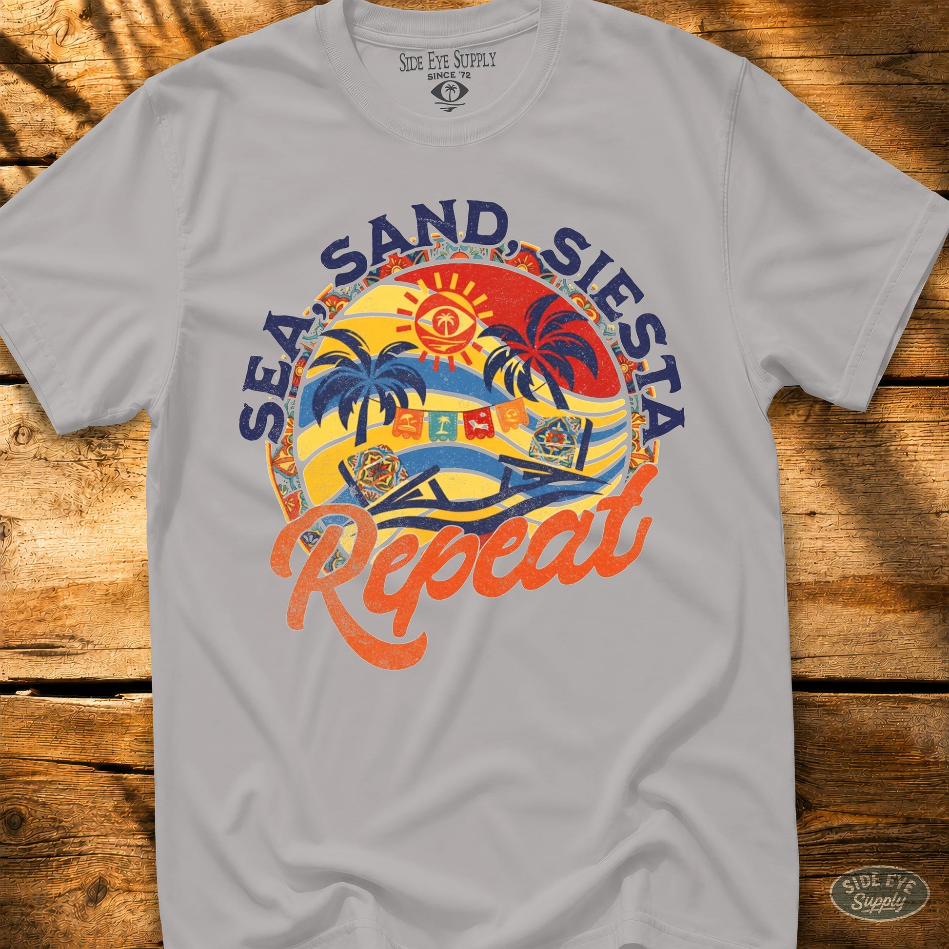 Sea, Sand, Siesta Tee Ice Grey / S - by Side Eye Supply - Surf Beach Life Apparel
