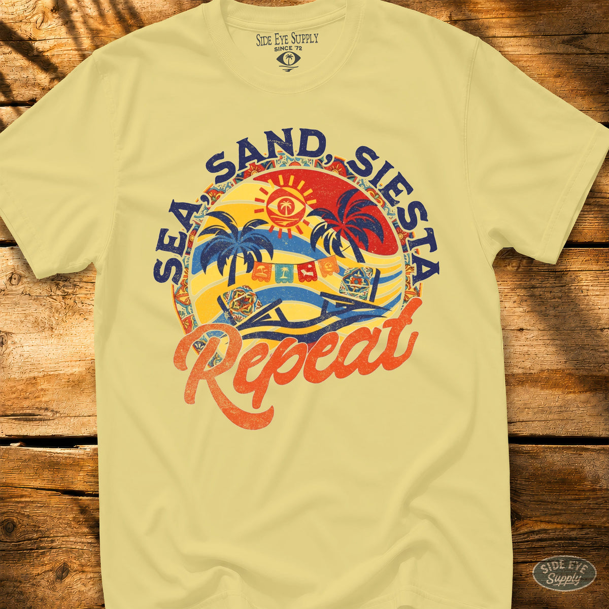 Sea, Sand, Siesta Tee Cornsilk / S - by Side Eye Supply - Surf Beach Life Apparel