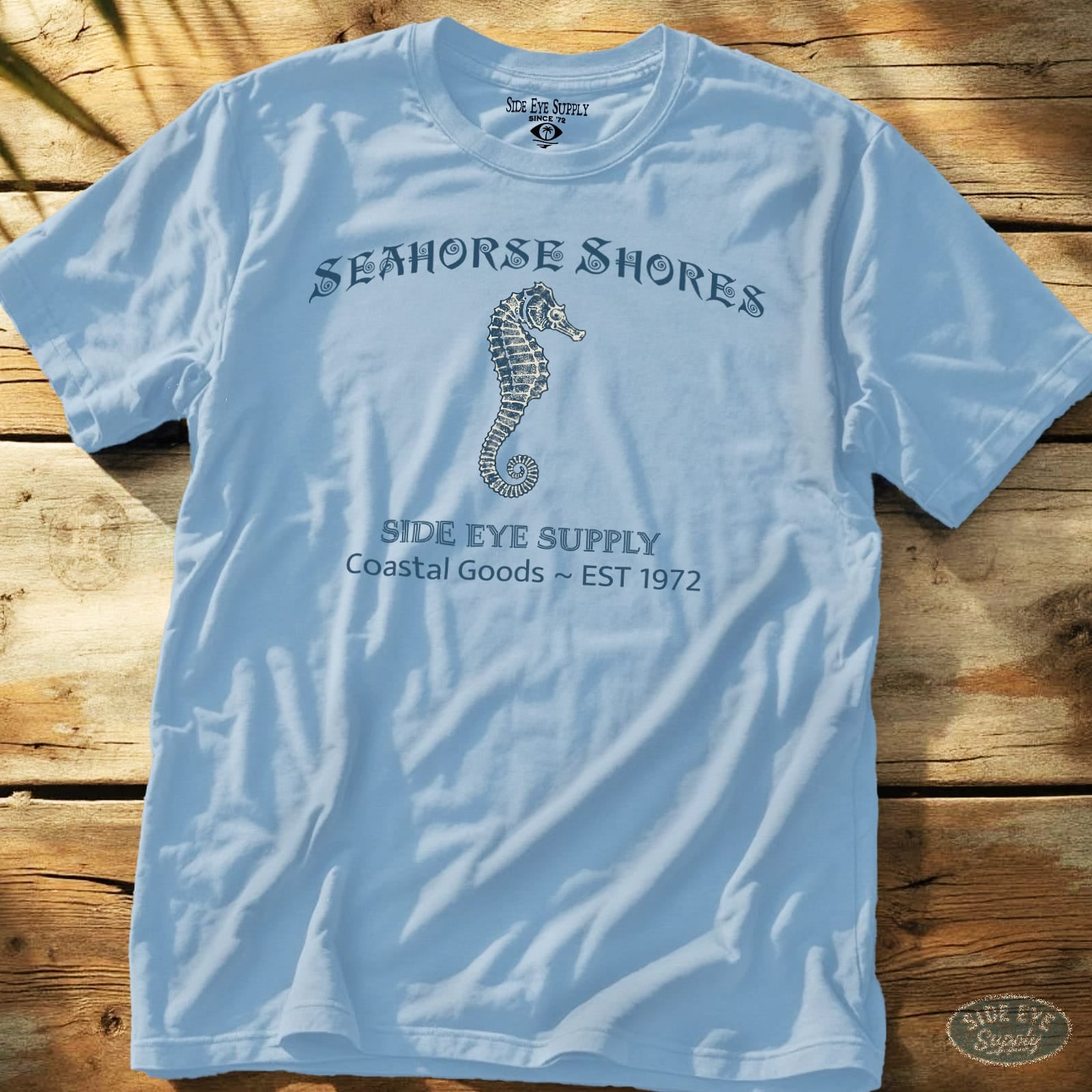 Seahorse Shores Tee Light Blue / S - by Side Eye Supply - Surf Beach Life Apparel