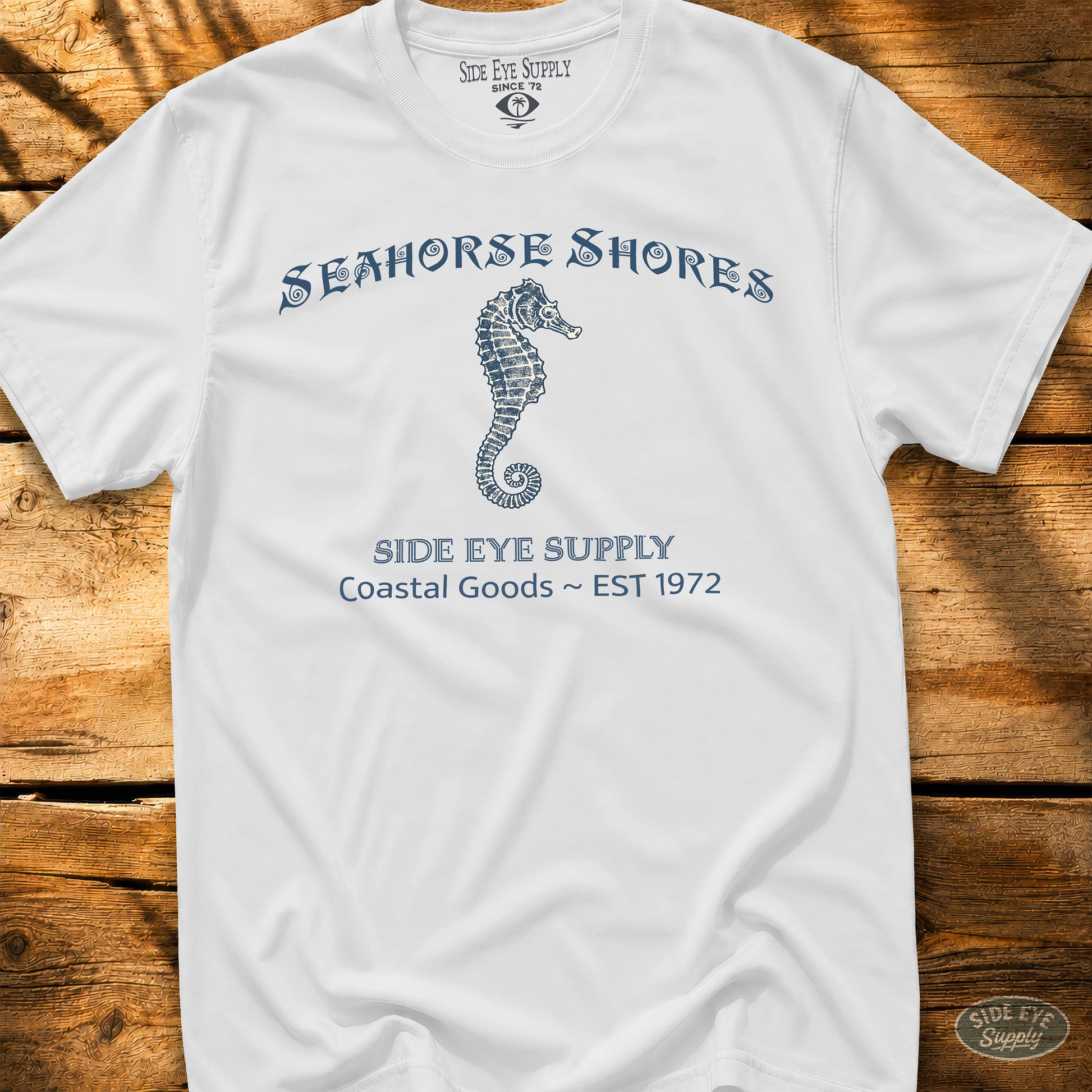 Seahorse Shores Tee White / S - by Side Eye Supply - Surf Beach Life Apparel