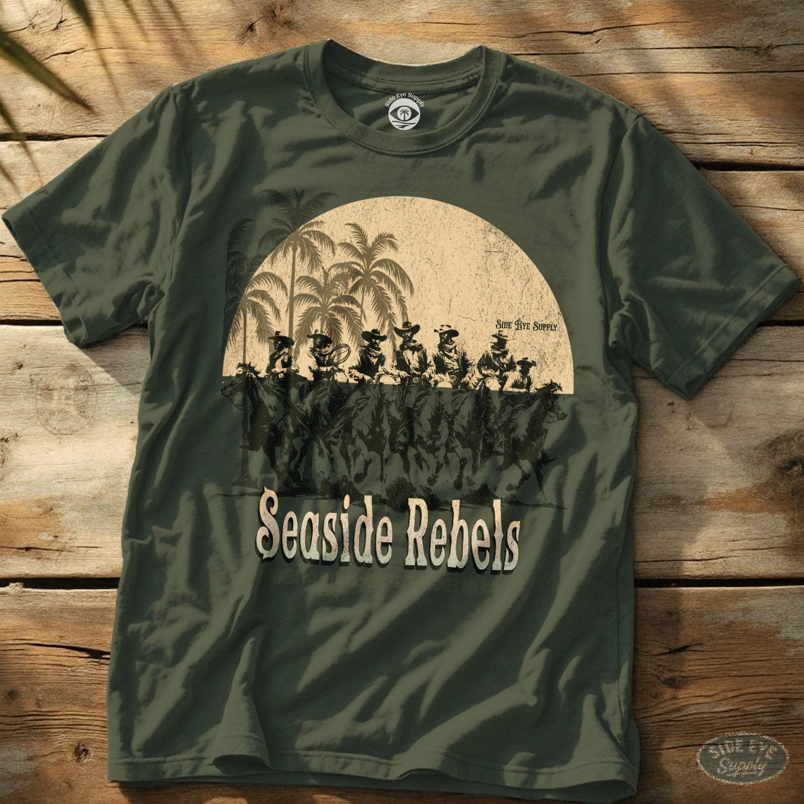 Seaside Rebels Tee Military Green / S - by Side Eye Supply - Surf Beach Life Apparel