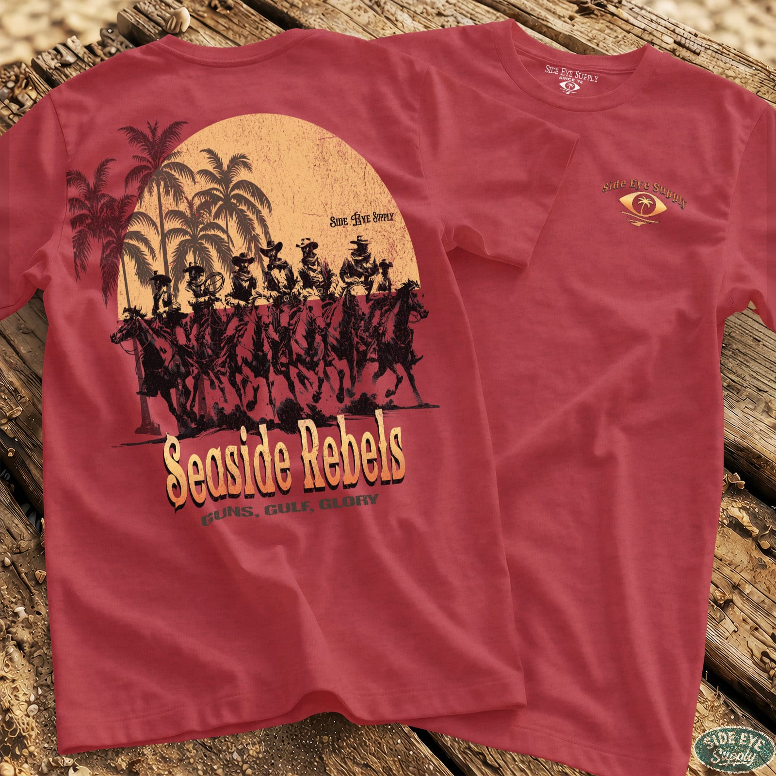 Seaside Rebels Tee Heather Red / S - by Side Eye Supply - Surf Beach Life Apparel