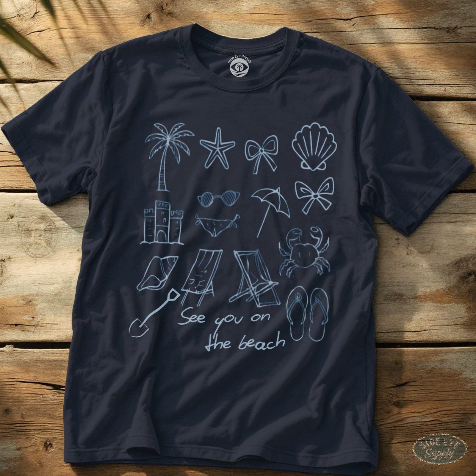 See You On The Beach Tee Navy / S - by Side Eye Supply - Surf Beach Life Apparel