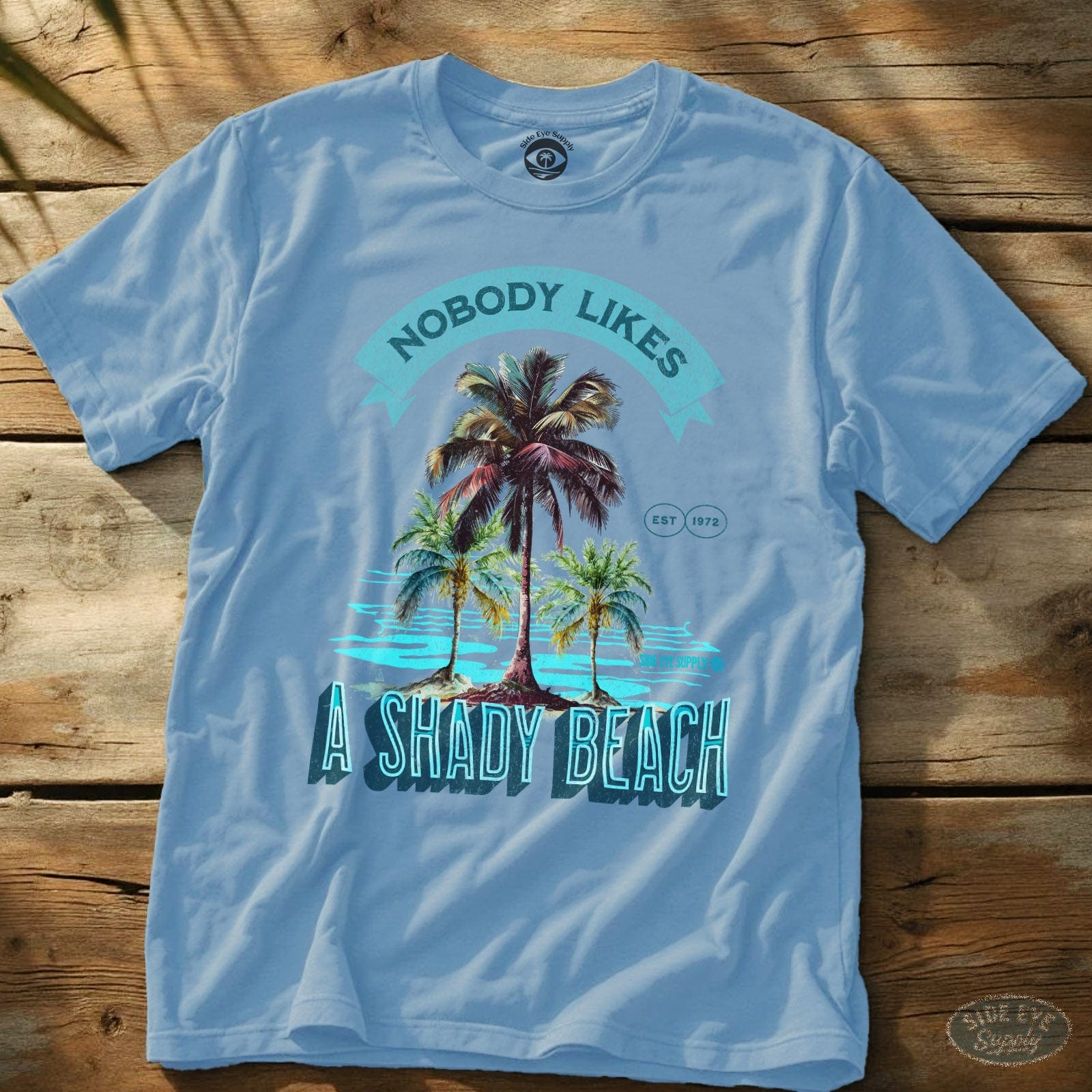 Shady Beach T-Shirt Light Blue / S - by Side Eye Supply - Surf Beach Life Apparel