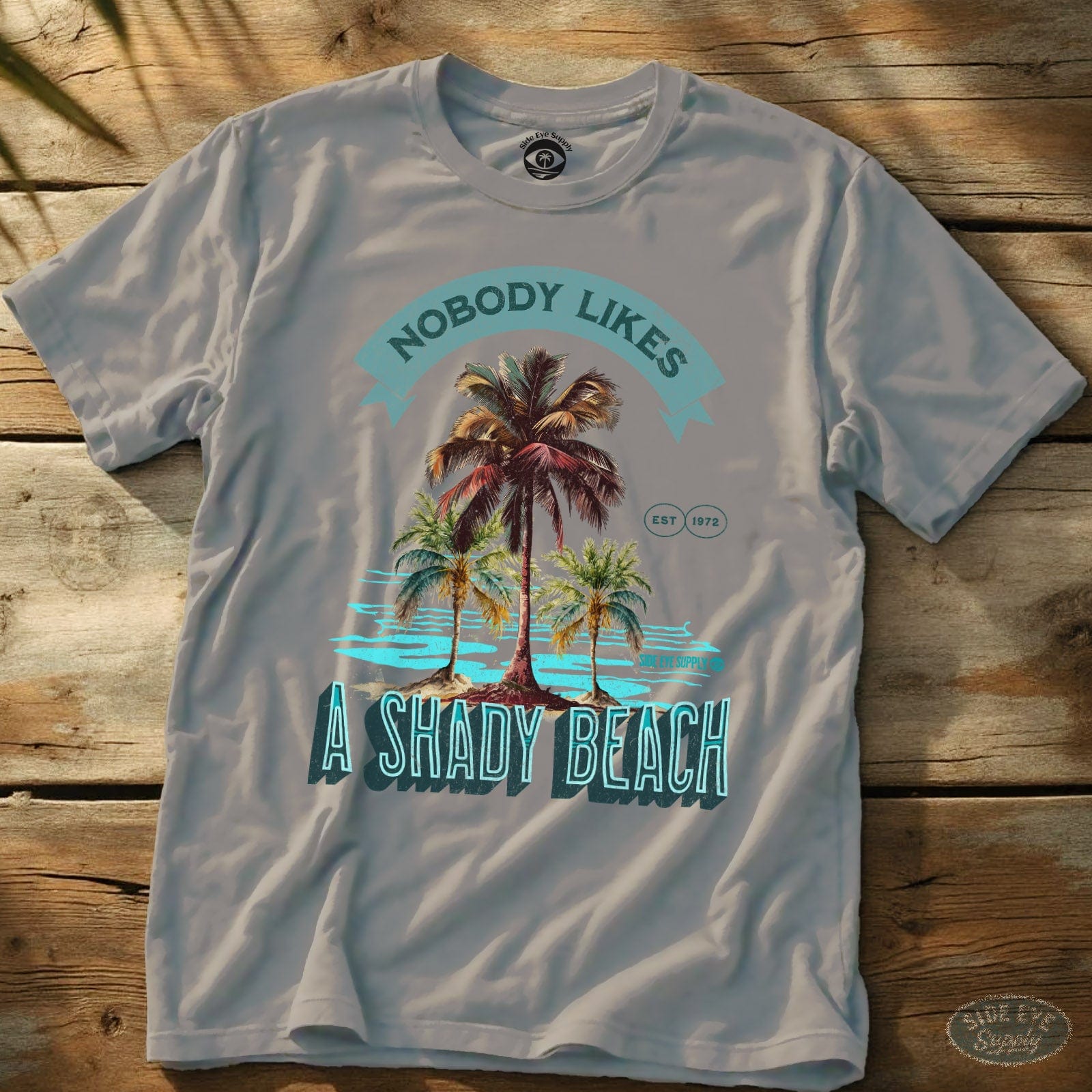 Shady Beach T-Shirt Ice Grey / S - by Side Eye Supply - Surf Beach Life Apparel