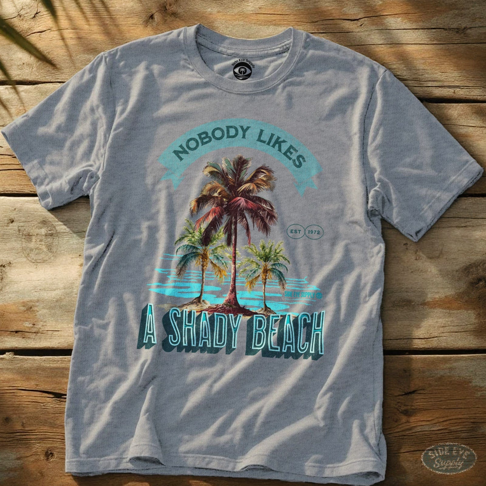 Shady Beach T-Shirt Sport Grey / S - by Side Eye Supply - Surf Beach Life Apparel
