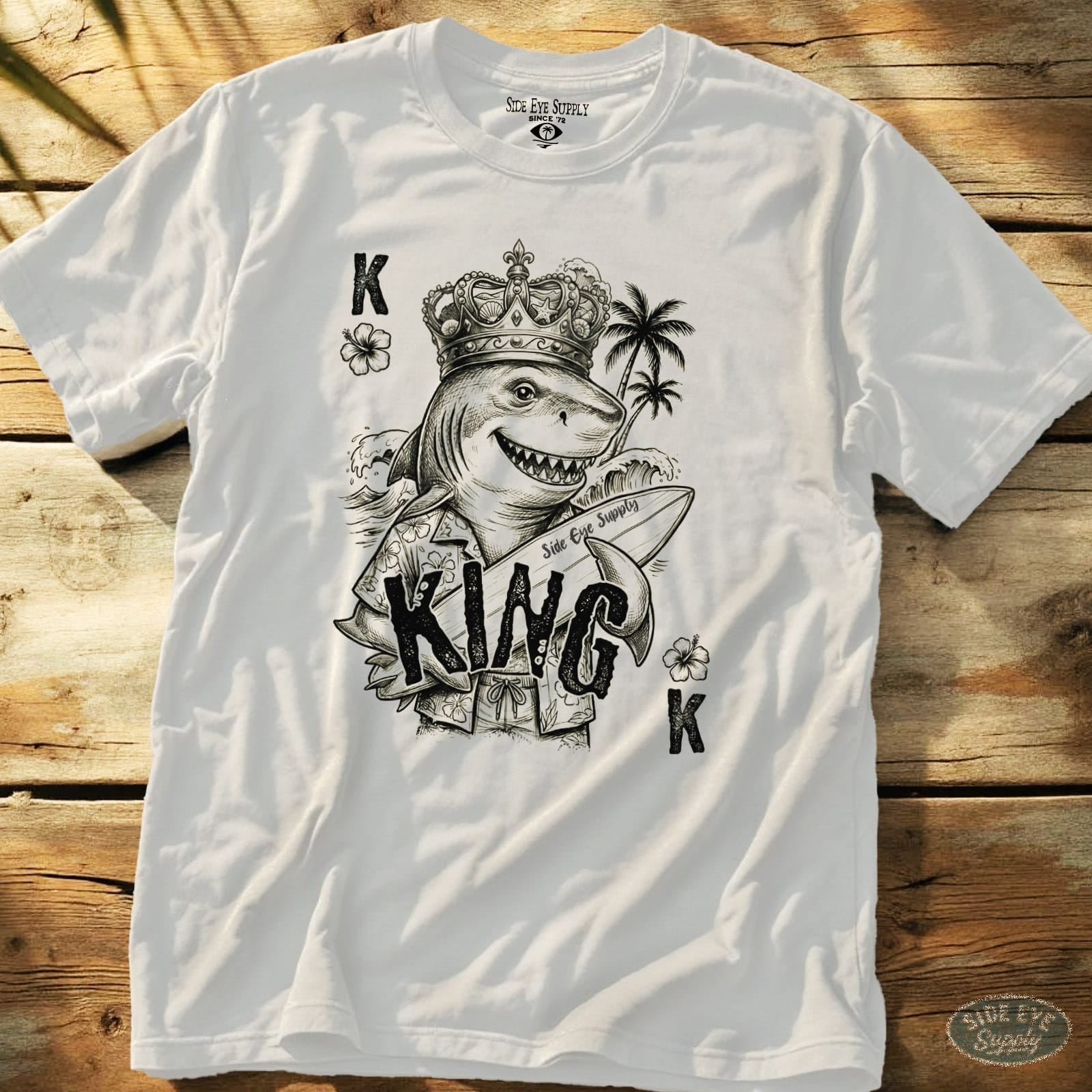 Shark King Tee White / S - by Side Eye Supply - Surf Beach Life Apparel