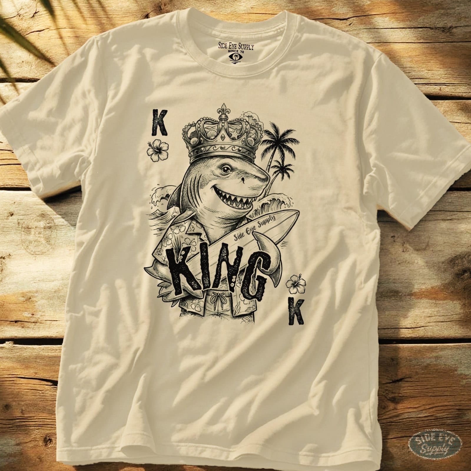 Shark King Tee Natural / S - by Side Eye Supply - Surf Beach Life Apparel