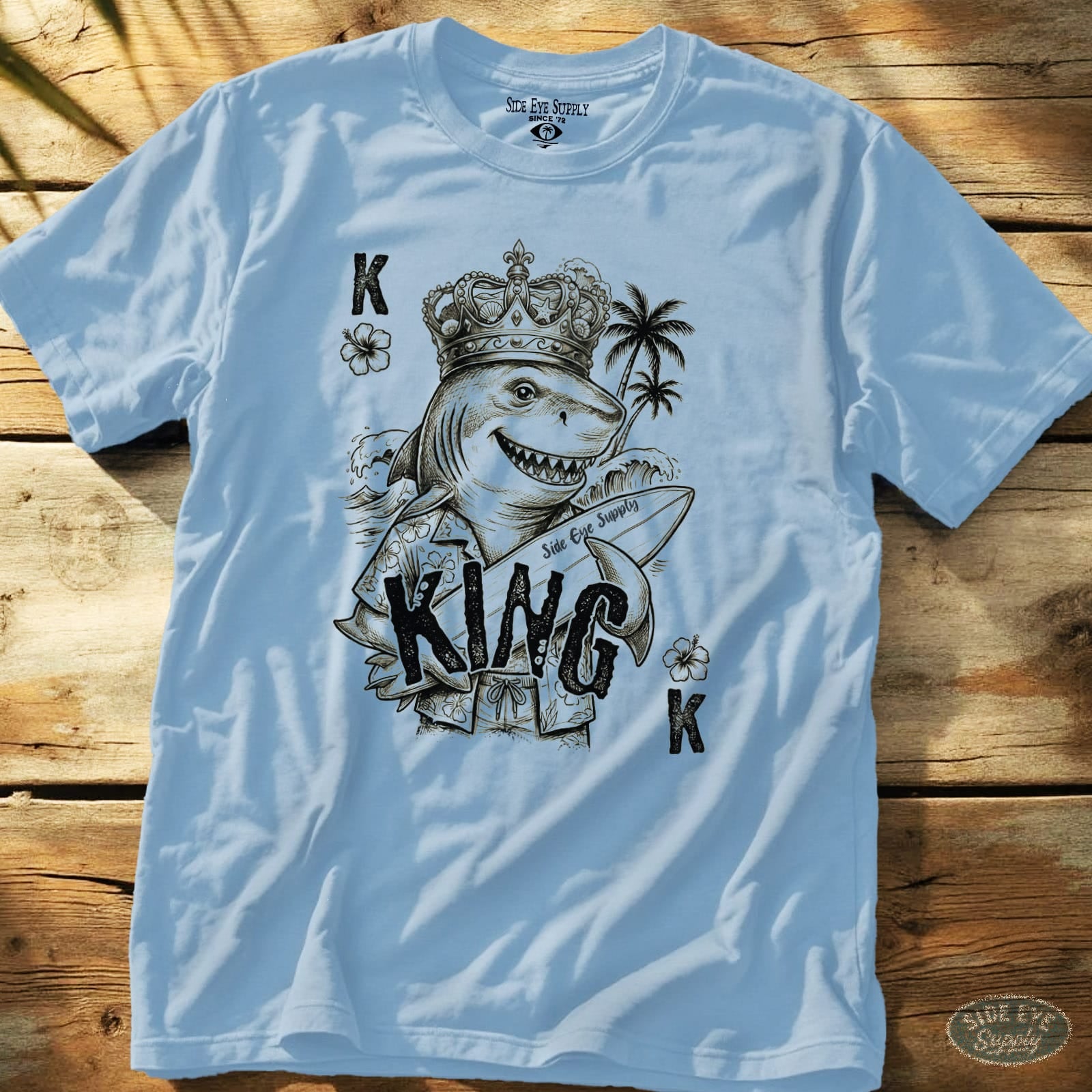 Shark King Tee Light Blue / S - by Side Eye Supply - Surf Beach Life Apparel