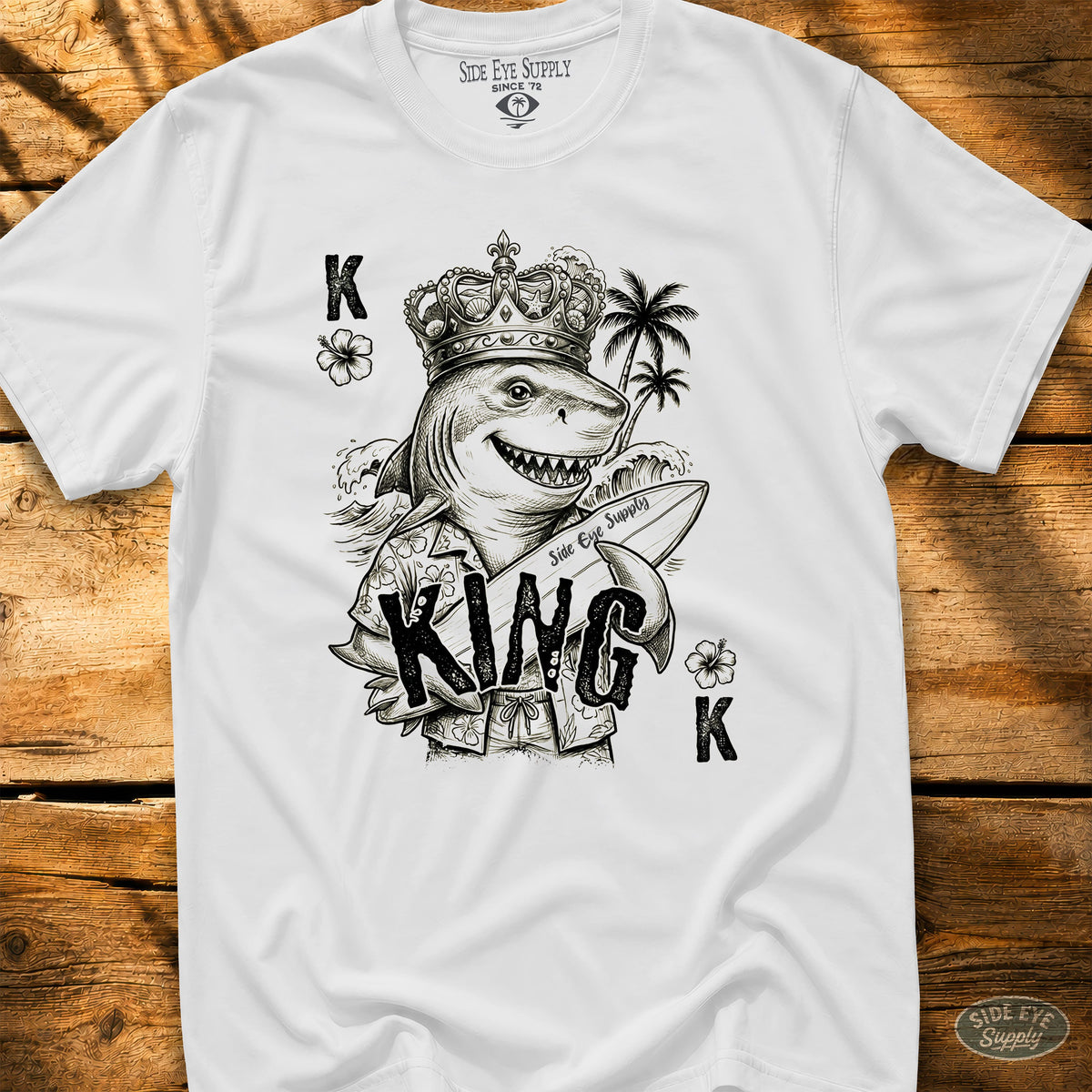 Shark King Tee White / S - by Side Eye Supply - Surf Beach Life Apparel