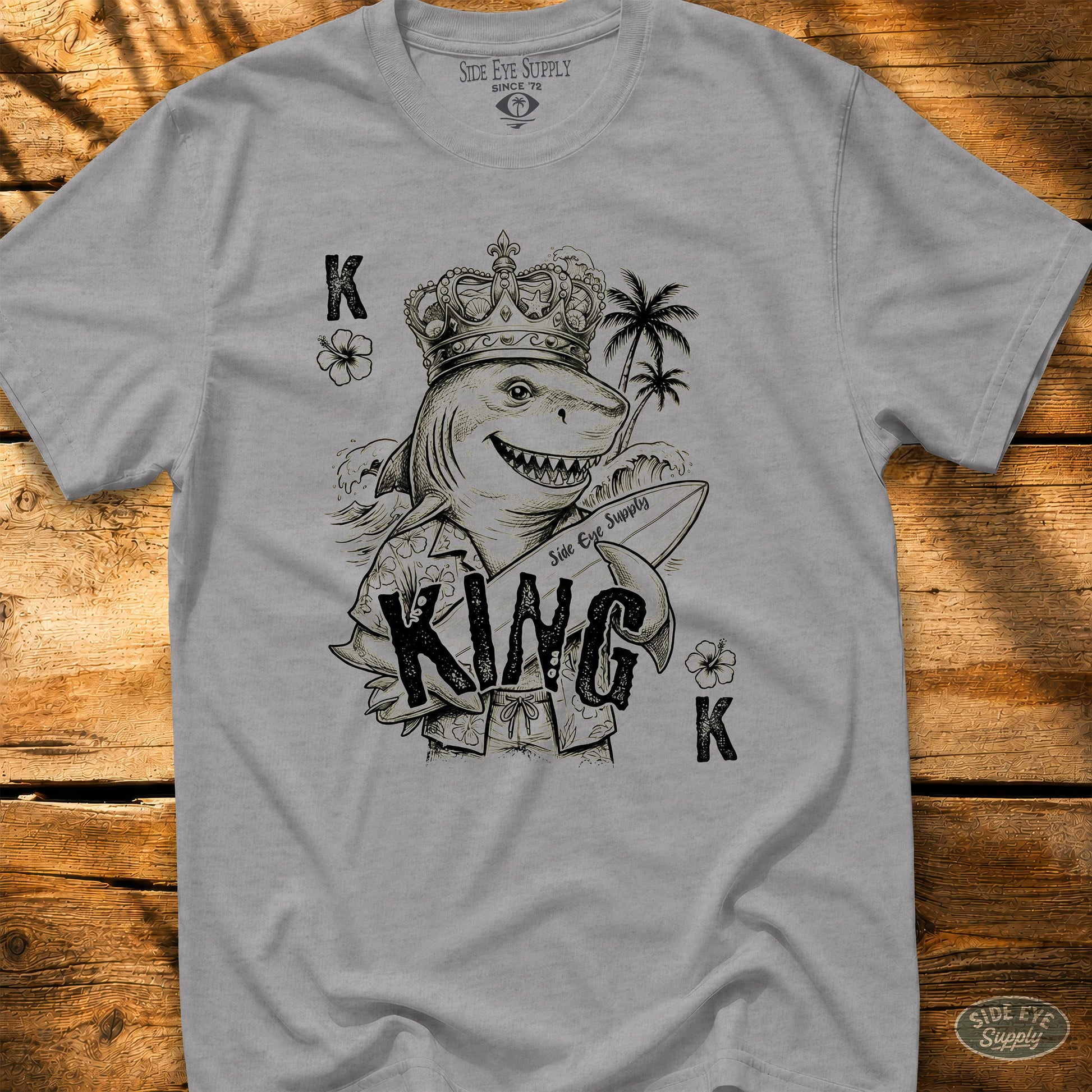 Shark King Tee Sport Grey / S - by Side Eye Supply - Surf Beach Life Apparel