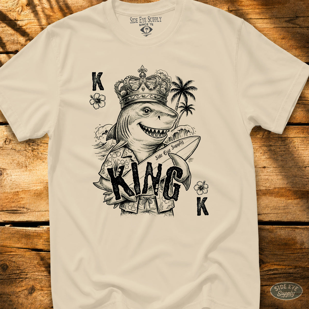 Shark King Tee Natural / S - by Side Eye Supply - Surf Beach Life Apparel