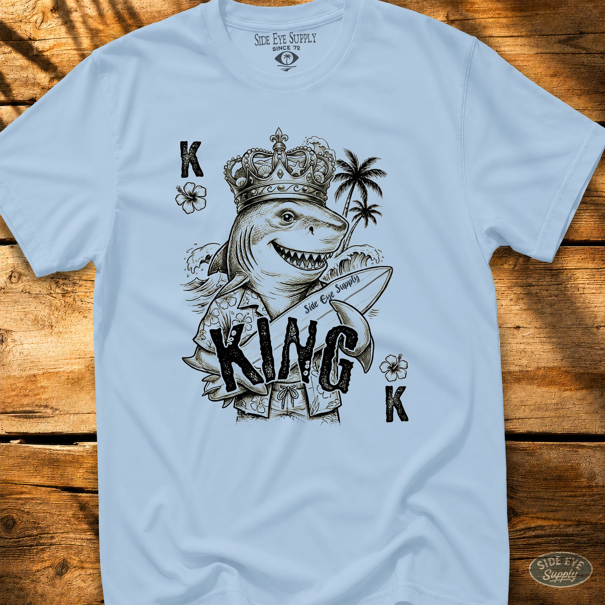Shark King Tee Light Blue / S - by Side Eye Supply - Surf Beach Life Apparel