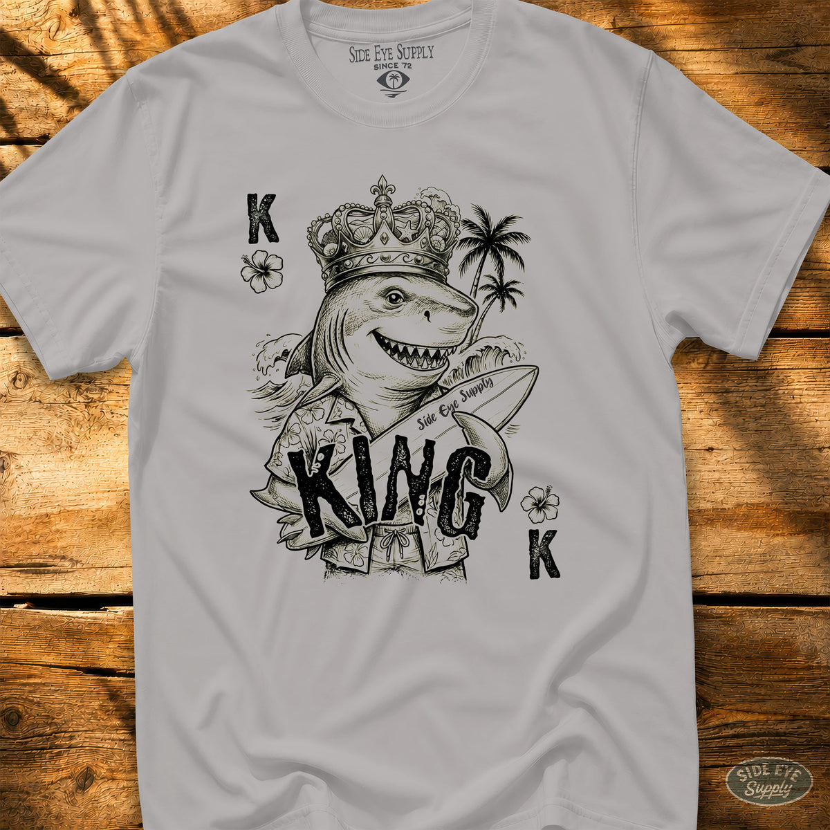 Shark King Tee Ice Grey / S - by Side Eye Supply - Surf Beach Life Apparel