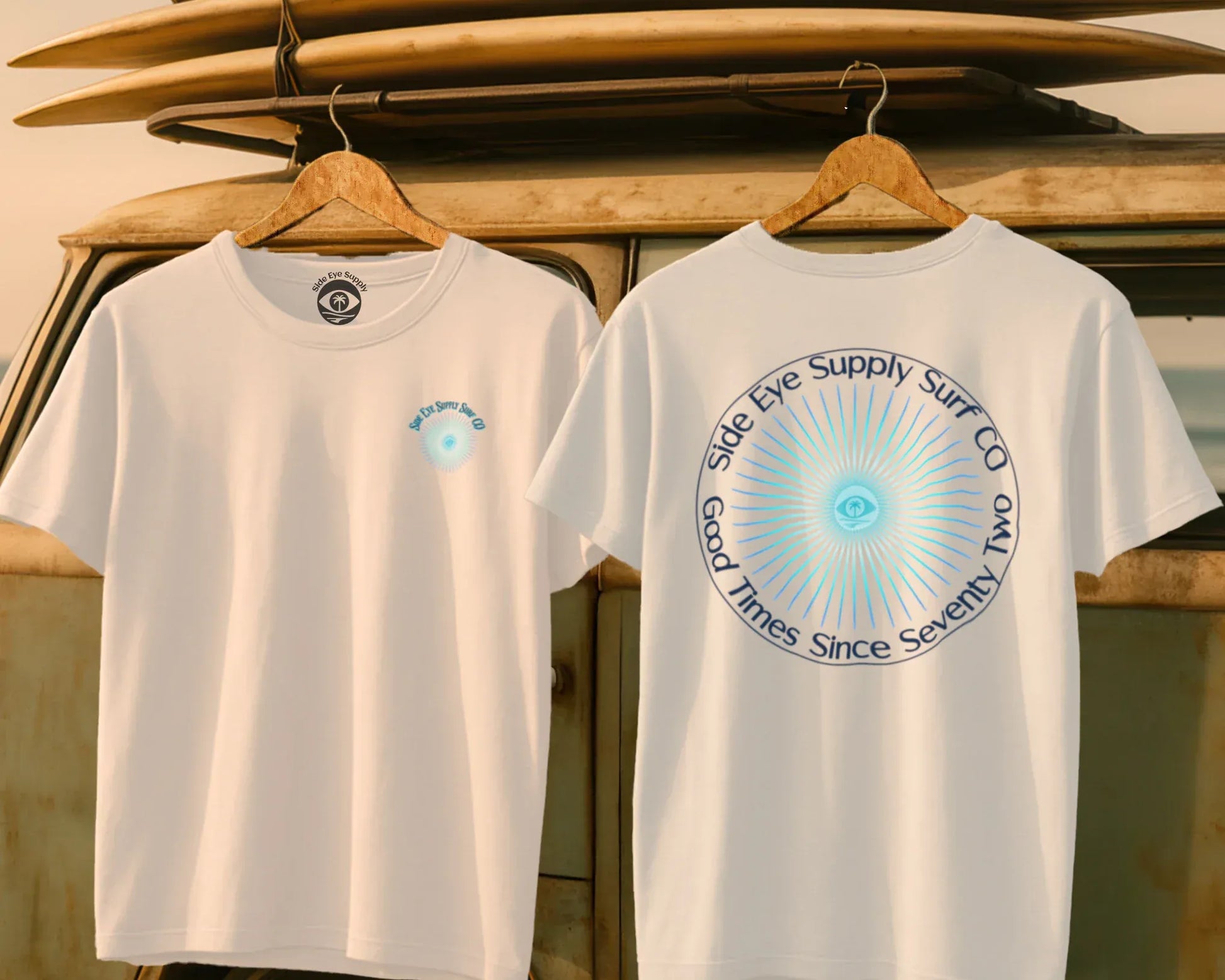 Side Eye Sunburst Tee White / S - by Side Eye Supply - Surf Beach Life Apparel