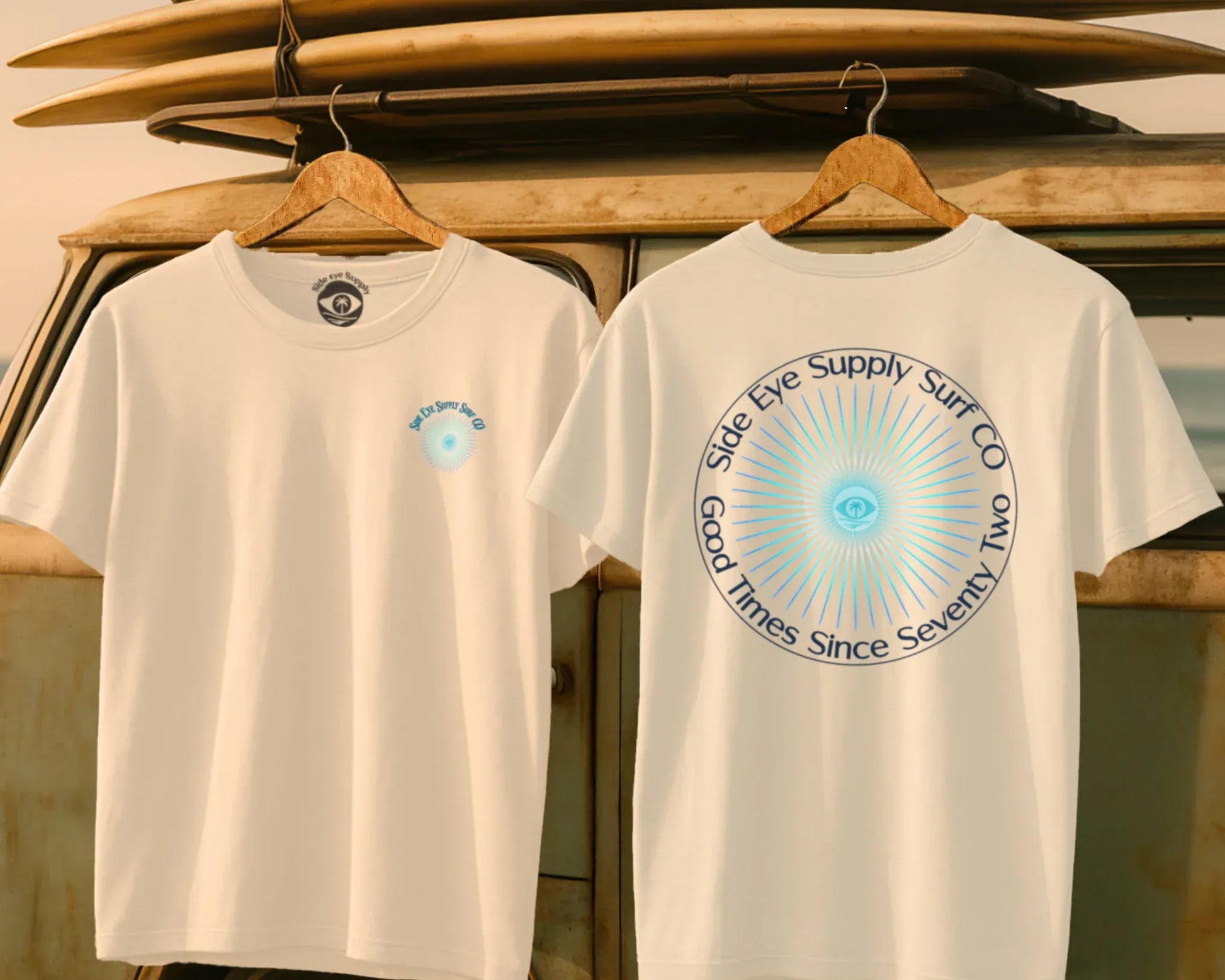 Side Eye Sunburst Tee Natural / S - by Side Eye Supply - Surf Beach Life Apparel