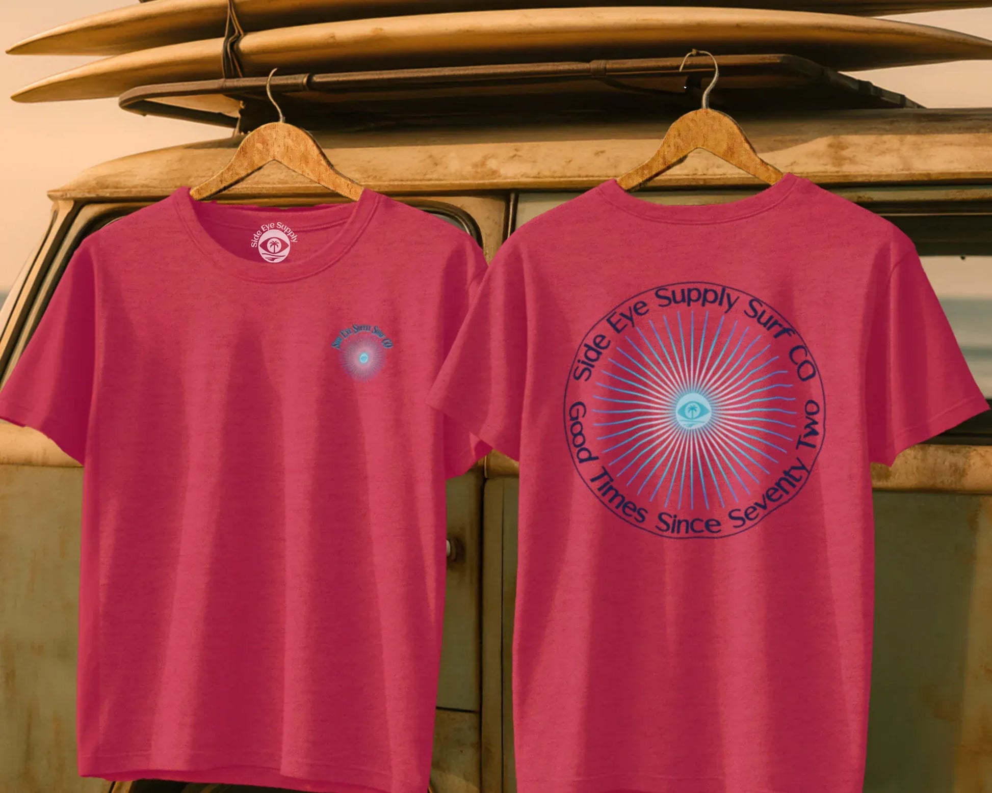 Side Eye Sunburst Tee Heather Red / S - by Side Eye Supply - Surf Beach Life Apparel