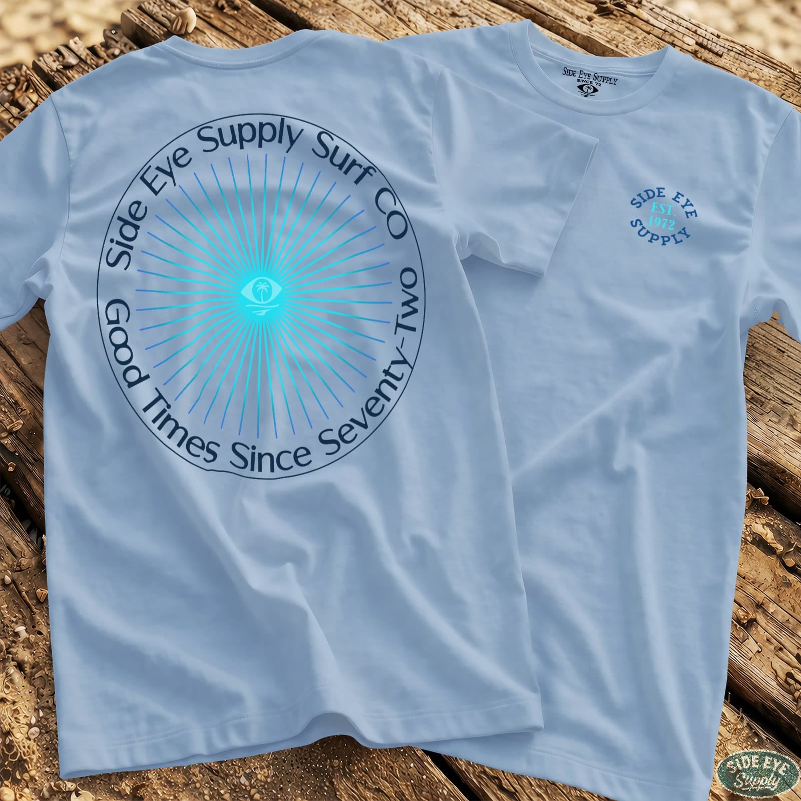 Side Eye Sunburst Tee Light Blue / S - by Side Eye Supply - Surf Beach Life Apparel
