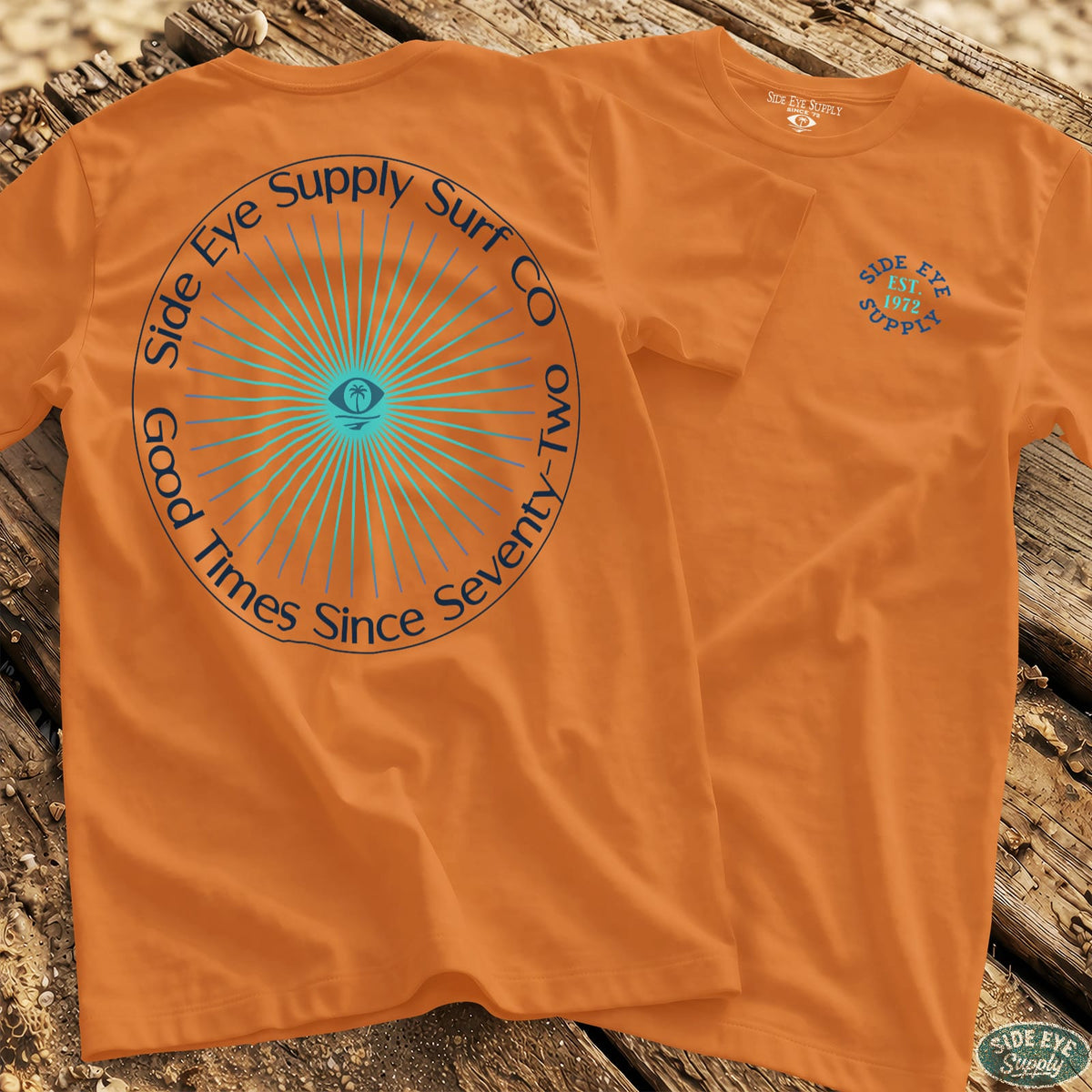 Side Eye Sunburst Tee Orange / S - by Side Eye Supply - Surf Beach Life Apparel