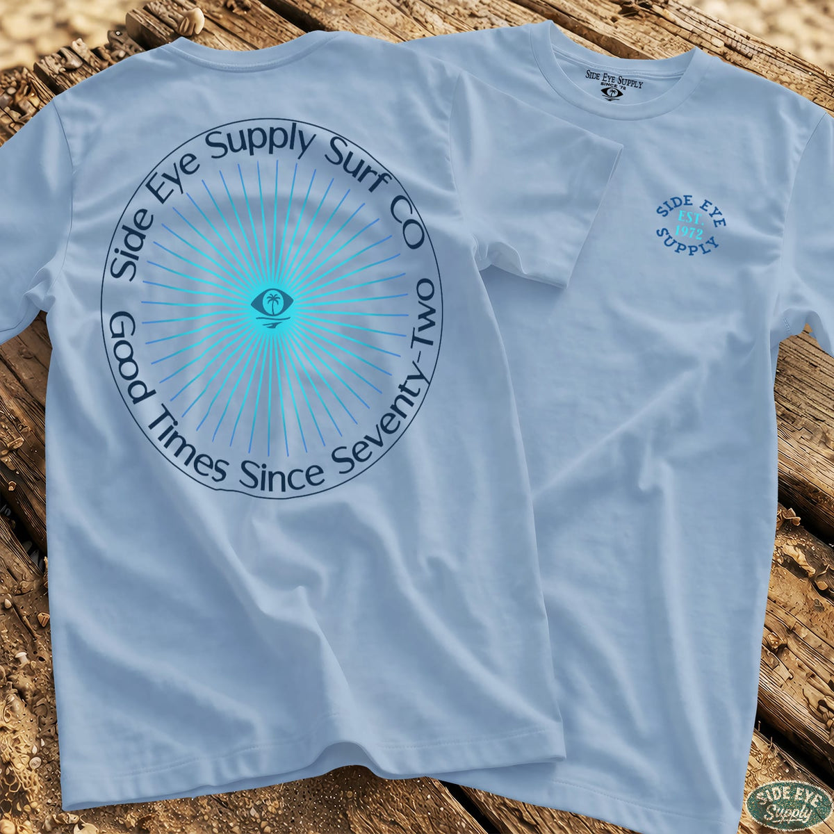 Side Eye Sunburst Tee Light Blue / S - by Side Eye Supply - Surf Beach Life Apparel