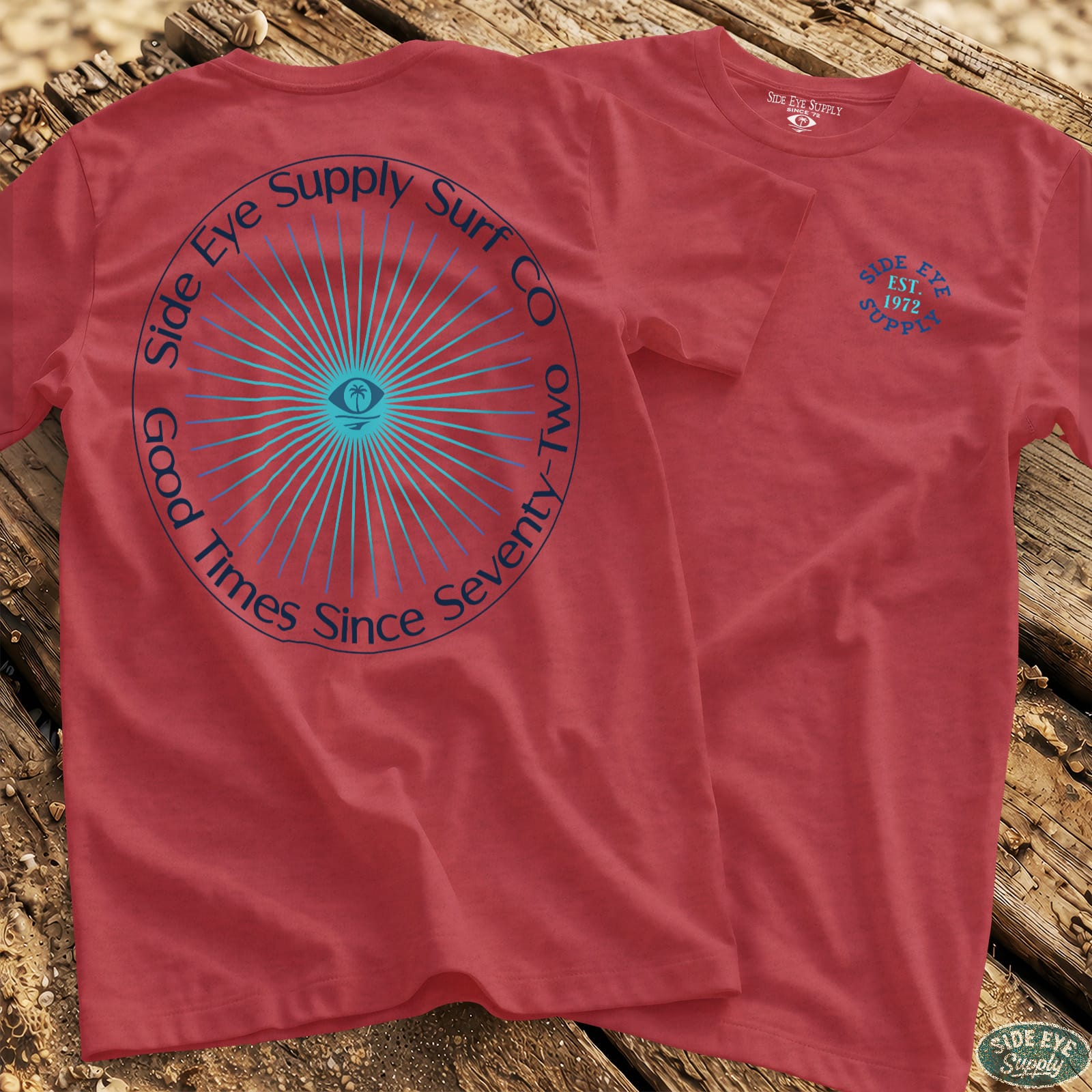 Side Eye Sunburst Tee Heather Red / S - by Side Eye Supply - Surf Beach Life Apparel