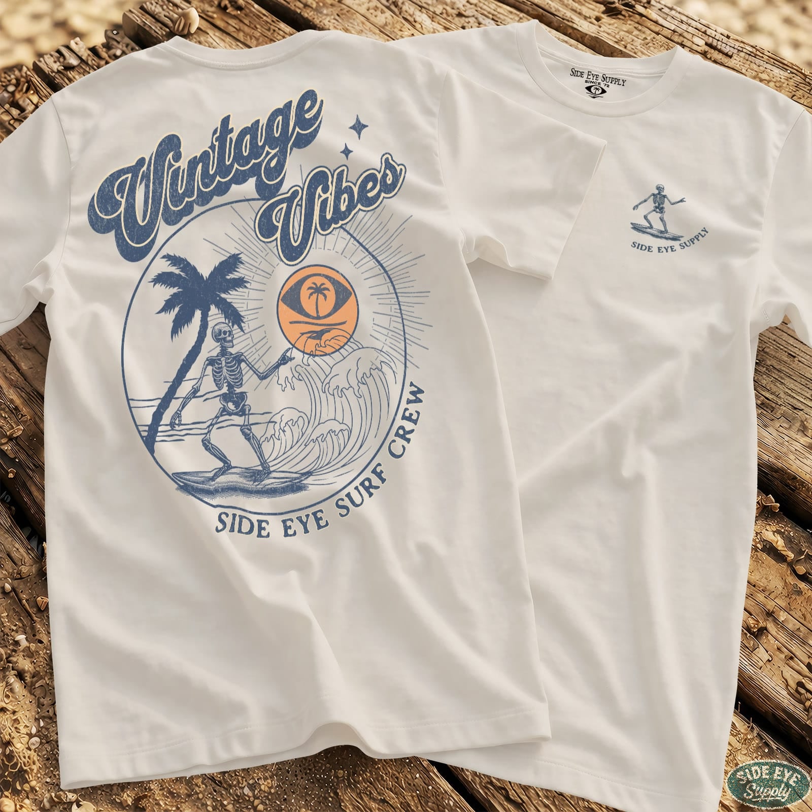 Side Eye Surf Crew Tee White / S - by Side Eye Supply - Surf Beach Life Apparel