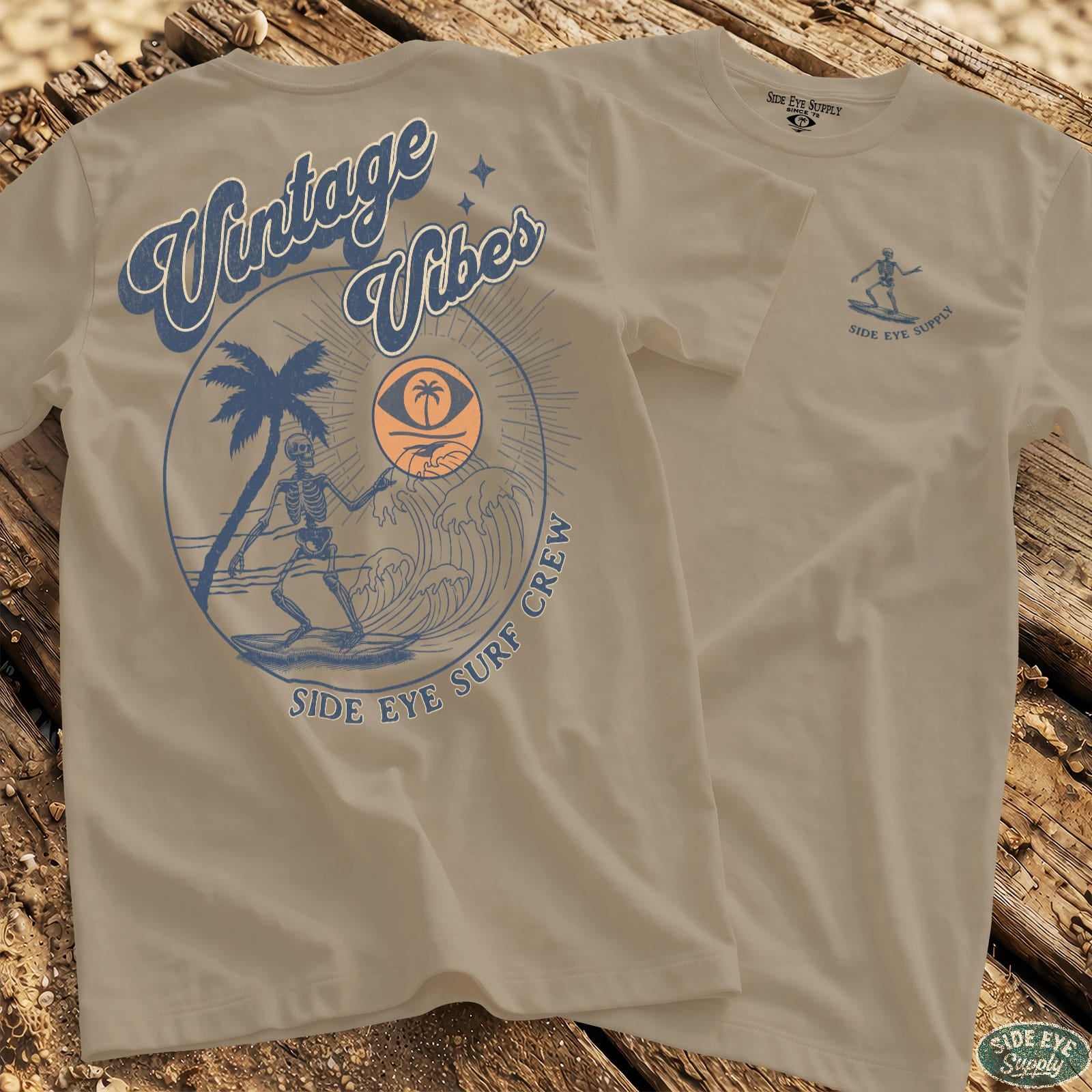 Side Eye Surf Crew Tee Sand / S - by Side Eye Supply - Surf Beach Life Apparel