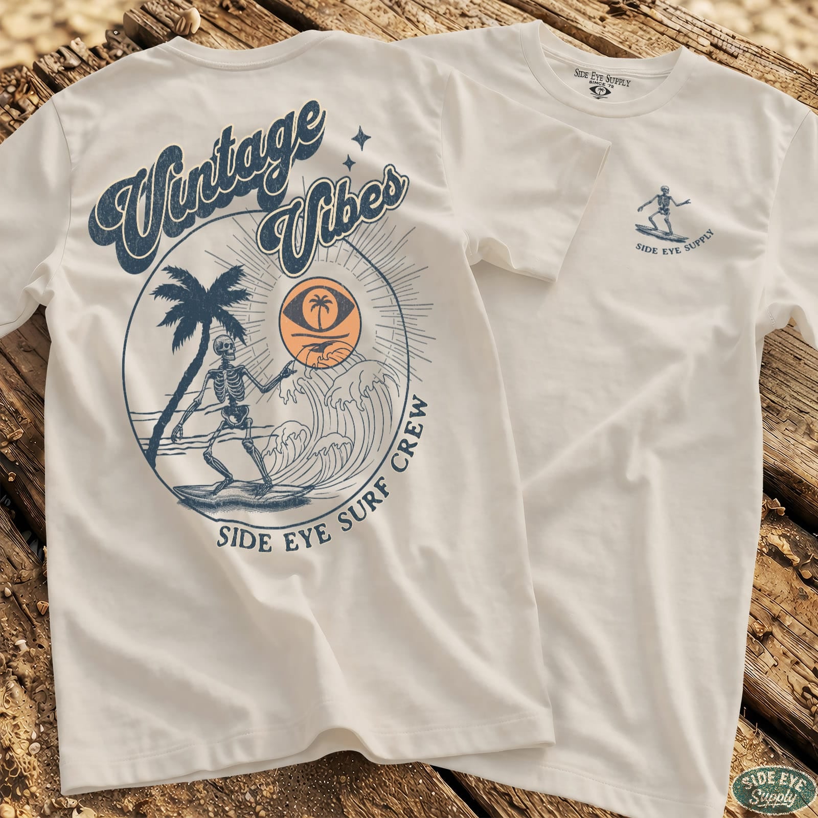 Side Eye Surf Crew Tee White / S - by Side Eye Supply - Surf Beach Life Apparel