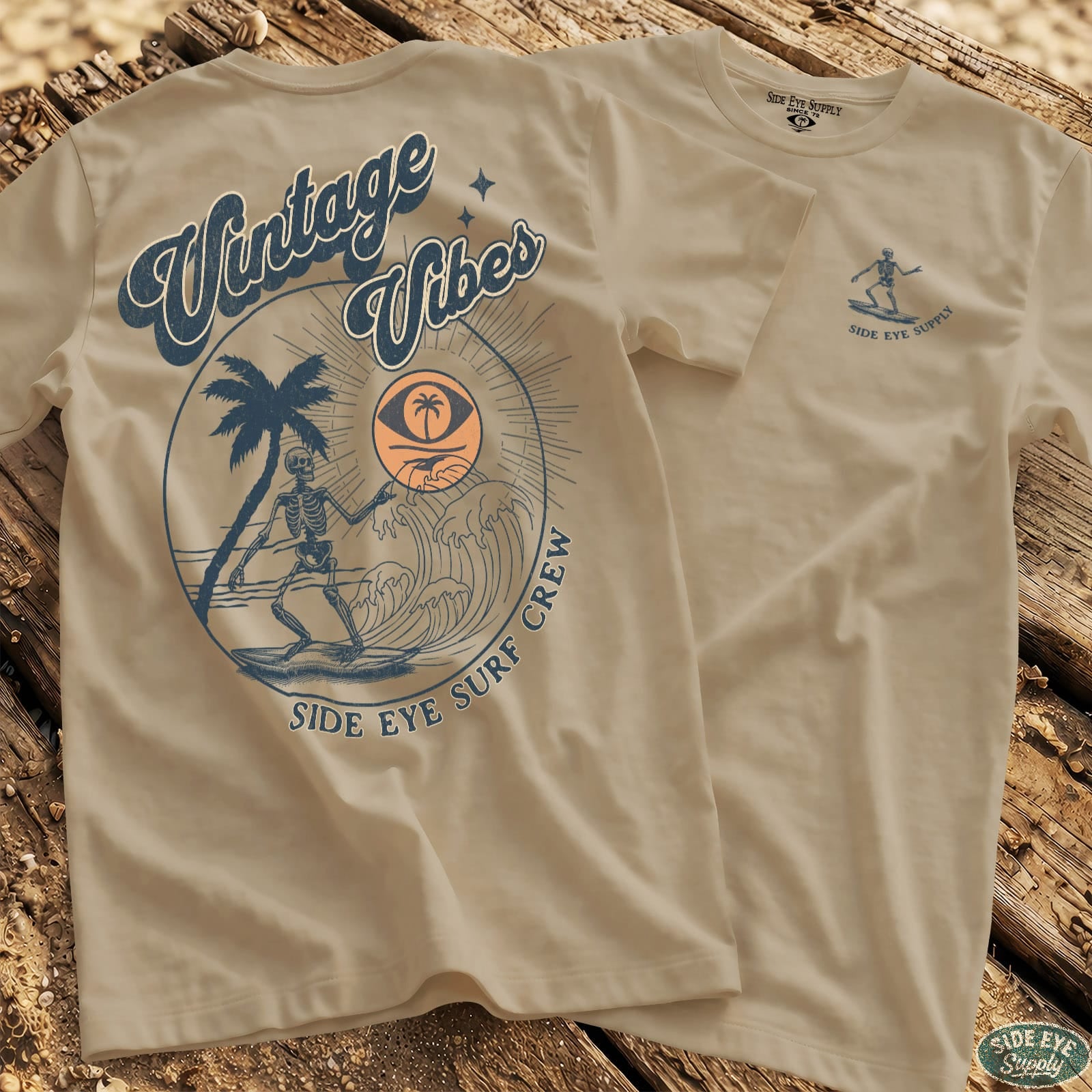 Side Eye Surf Crew Tee Sand / S - by Side Eye Supply - Surf Beach Life Apparel