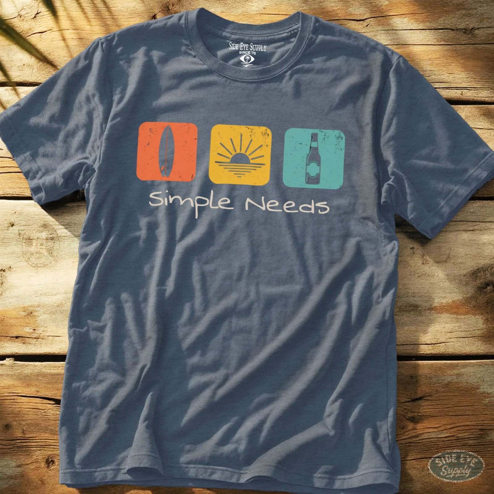 Simple Needs Tee Heather Indigo / S - by Side Eye Supply - Surf Beach Life Apparel