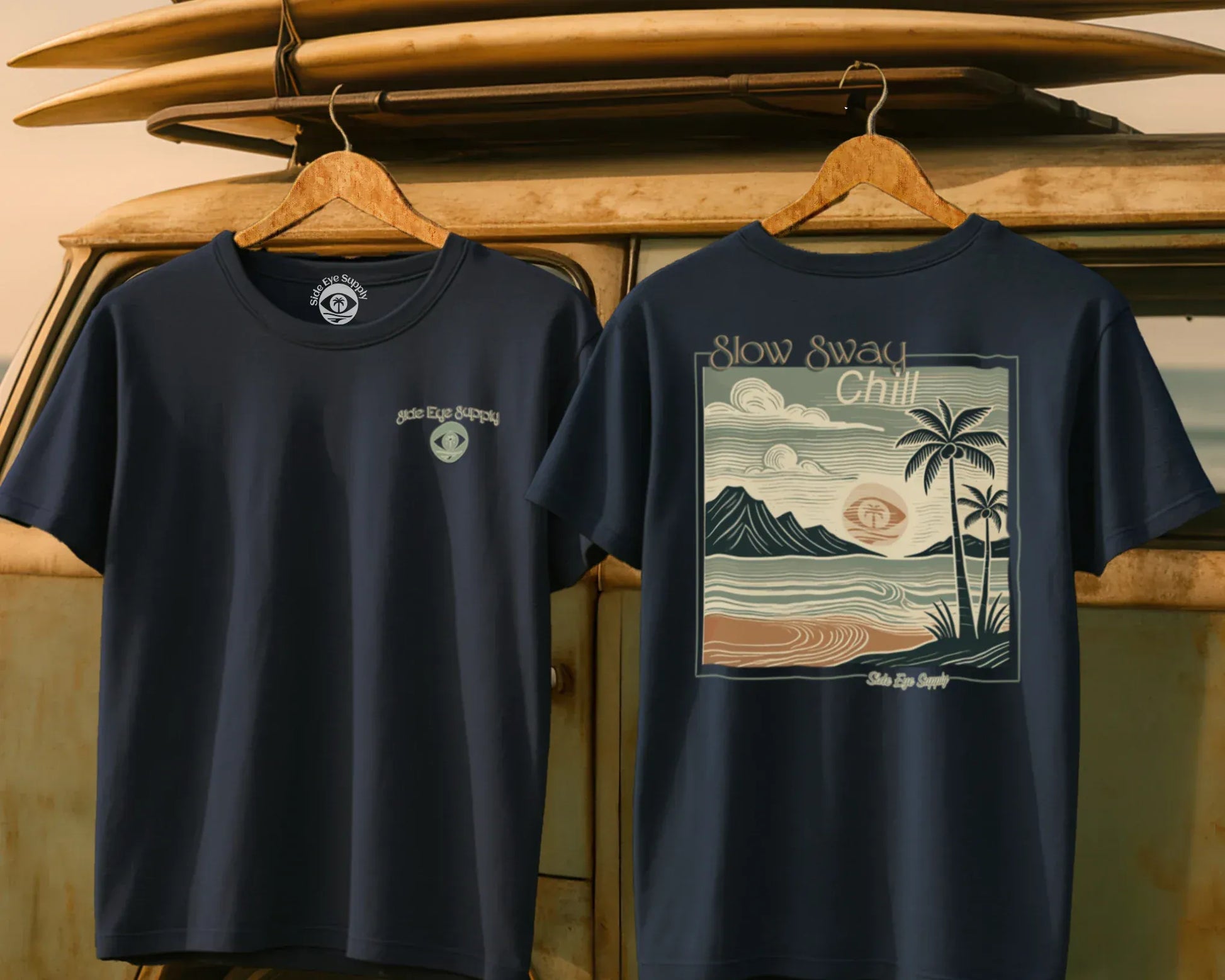Slow Sway Tee Navy / S - by Side Eye Supply - Surf Beach Life Apparel