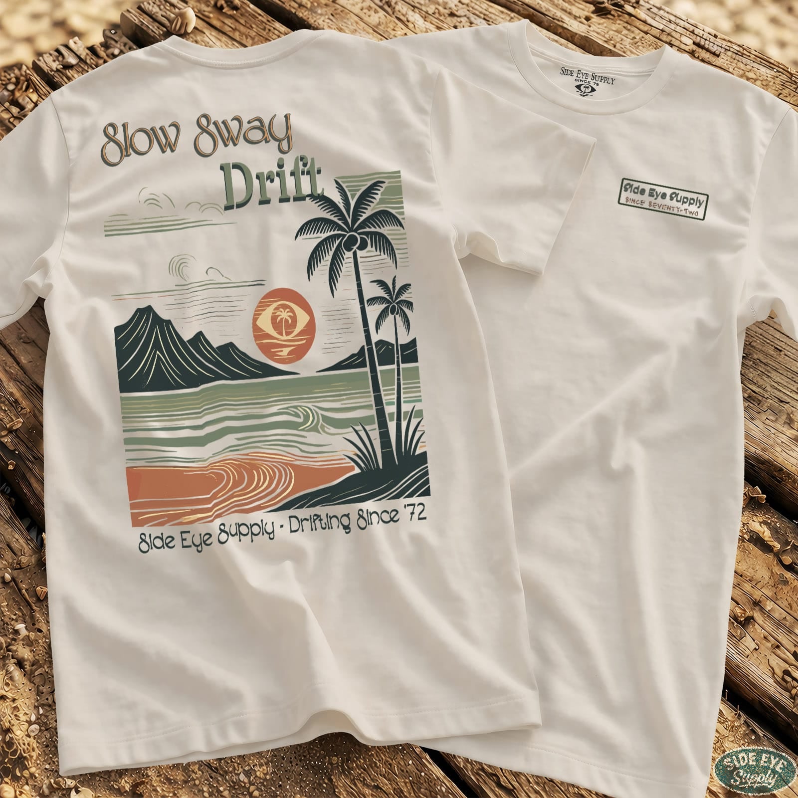 Slow Sway Tee White / S - by Side Eye Supply - Surf Beach Life Apparel