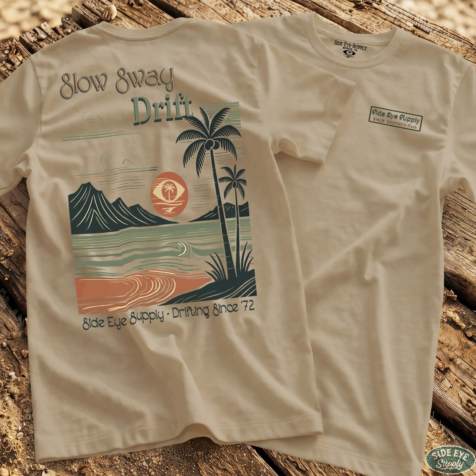 Slow Sway Tee Sand / S - by Side Eye Supply - Surf Beach Life Apparel