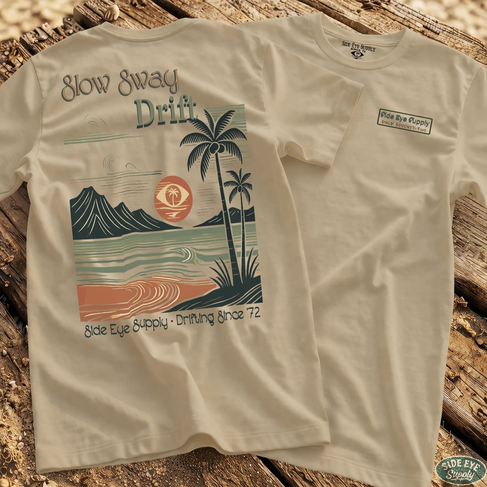 Slow Sway Tee Natural / S - by Side Eye Supply - Surf Beach Life Apparel